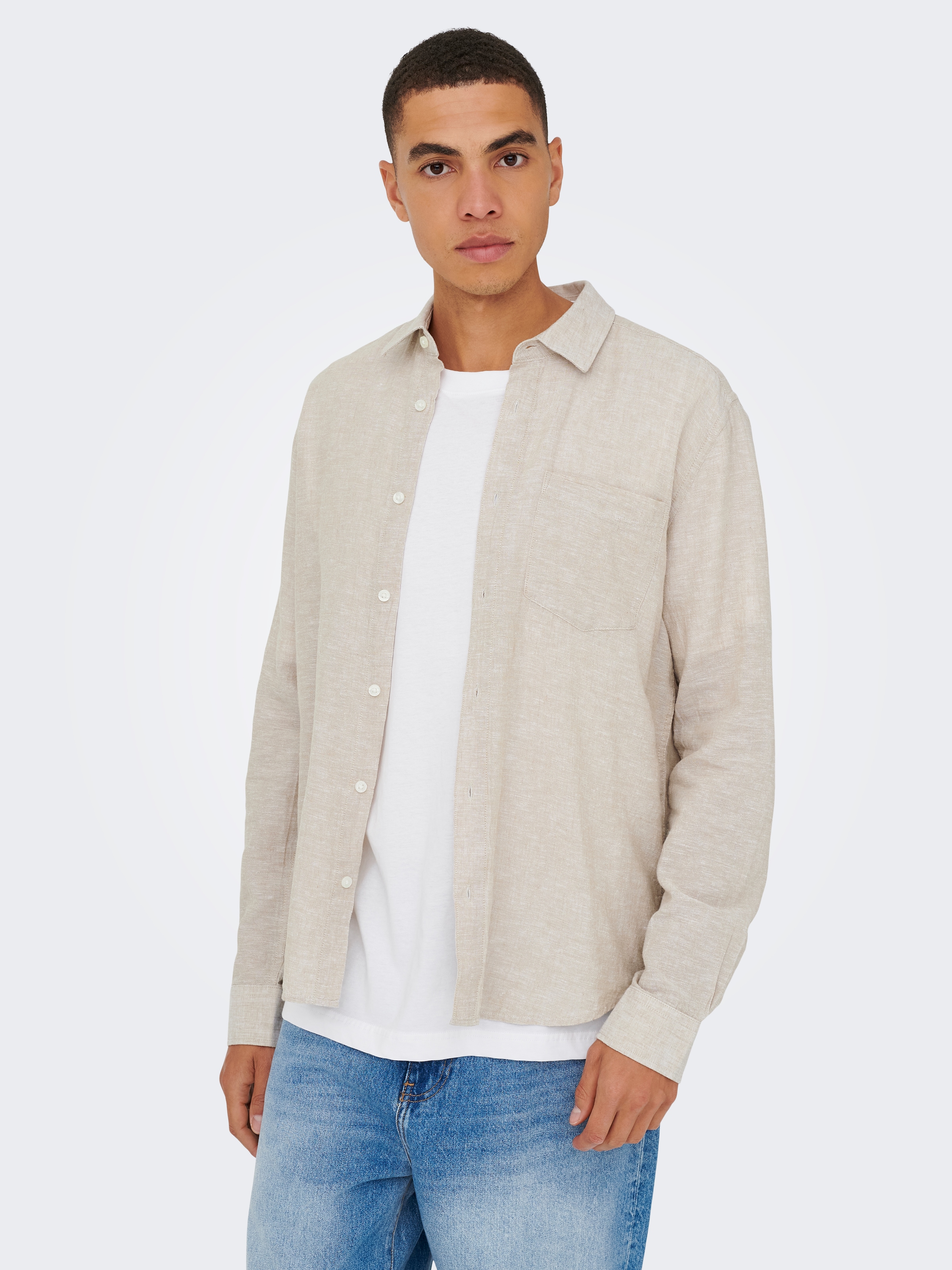 ONLY & SONS Langarmhemd »ONSCAIDEN LIFE REG LS 1 PKT SHIRT NOOS«