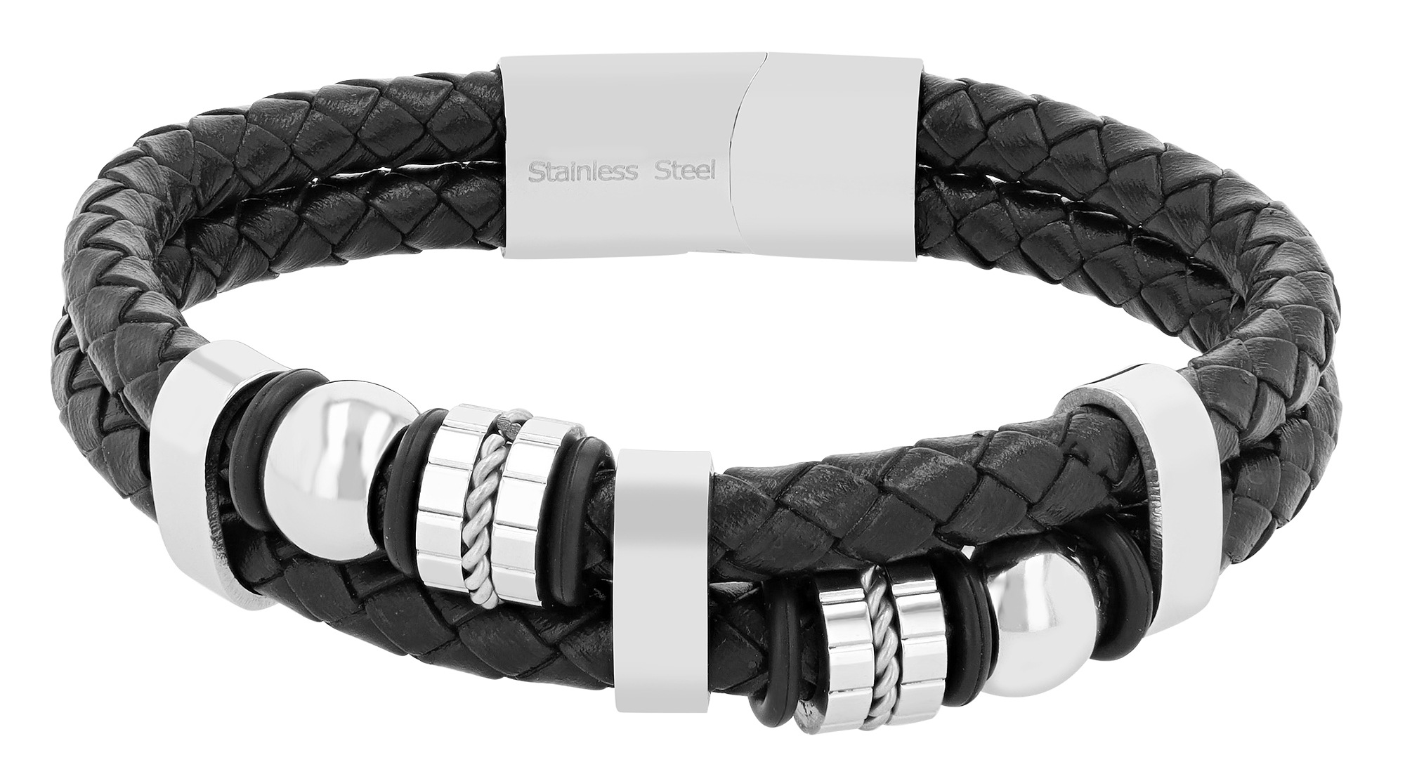 Armband ADELIA´S "Unisex Armband aus Leder 23,5 cm", schwarz, Armbänder, Damen, 24cm, Leder, Armband, Geschenkidee: zeitlos und vielseitig 2