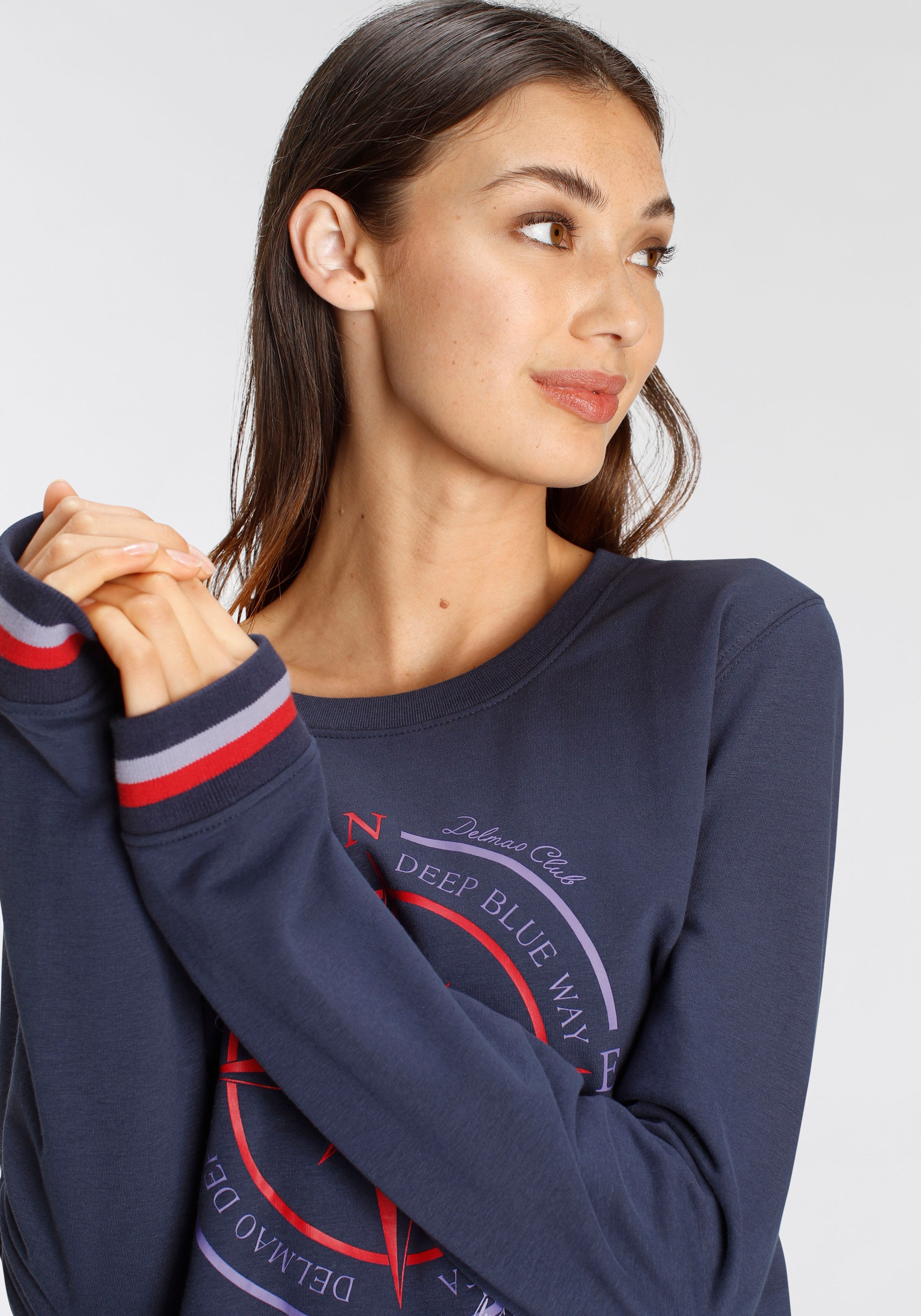 DELMAO Sweatshirt, mit sportiv maritimen Druck ---NEUE | BAUR kaufen online MARKE