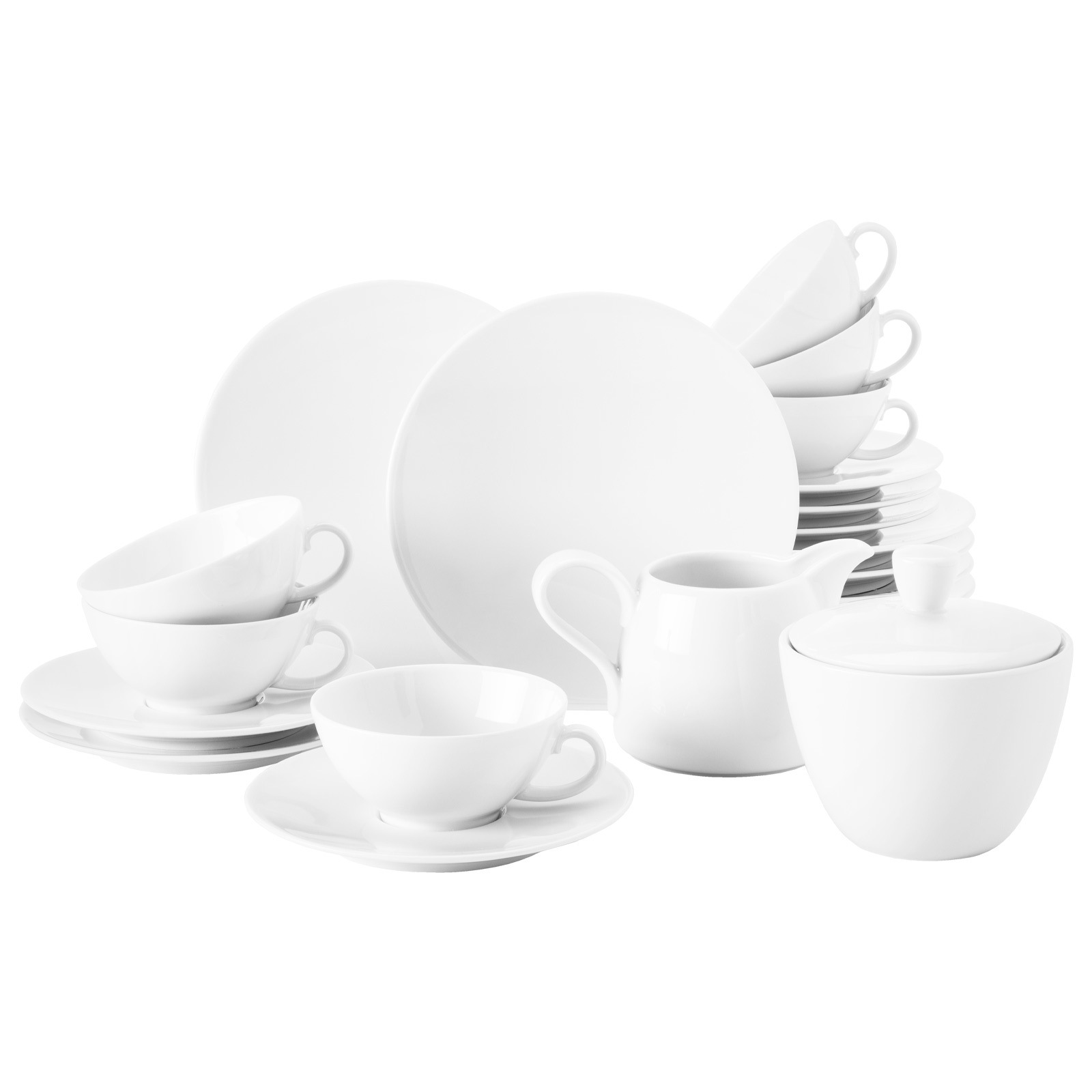 Seltmann Weiden Geschirr-Set "Teeservice Life Weiß 20er Set weiß" Spülmaschinenfest, Mikrowellensicher, Ofenfest