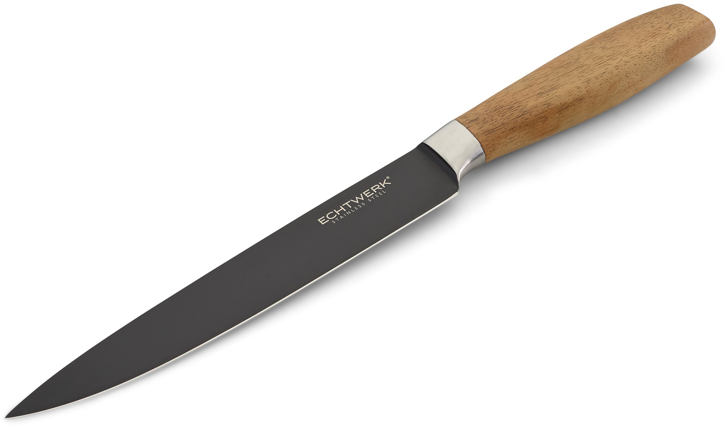 ECHTWERK Fleischmesser "Classic" aus hochwertigem Stahl, Akazienholzgriff, Black-Edition, 20 cm