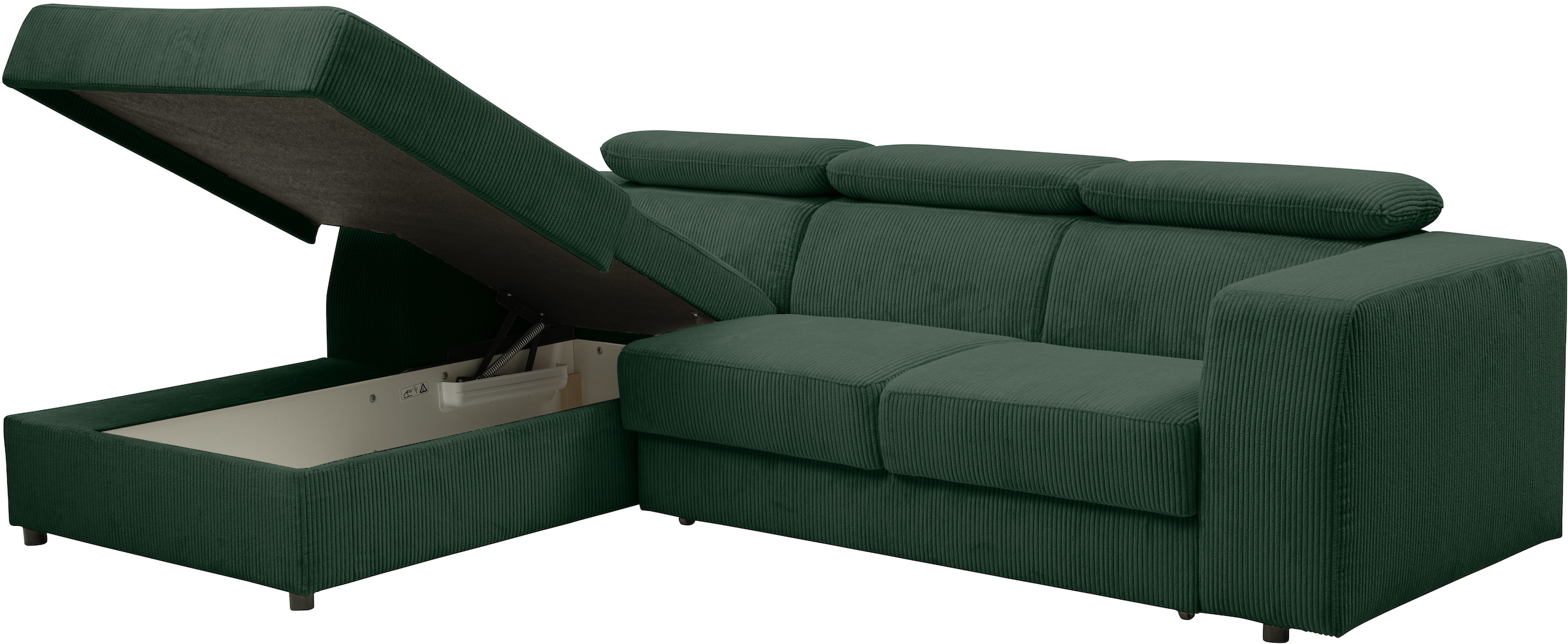 WERK2 Ecksofa »Cherry, modernes Sofa mit Komfortfunktionen, Breite 270cm, L-Form,«, bequem, mit verstellbaren Kopfteilen, Schlaffunktion und Bettkasten