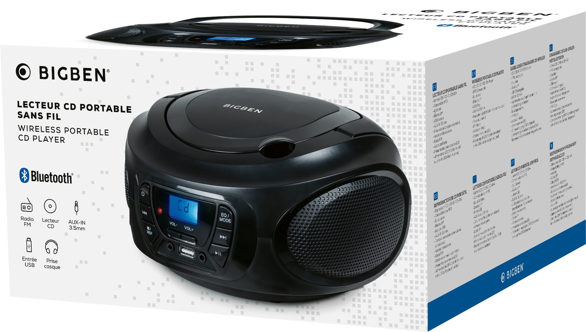 BigBen CD-Radiorecorder »Kids Tragbares CD/Radio AU387278 USB/BT schwarz«, (Bluetooth FM-Tuner)