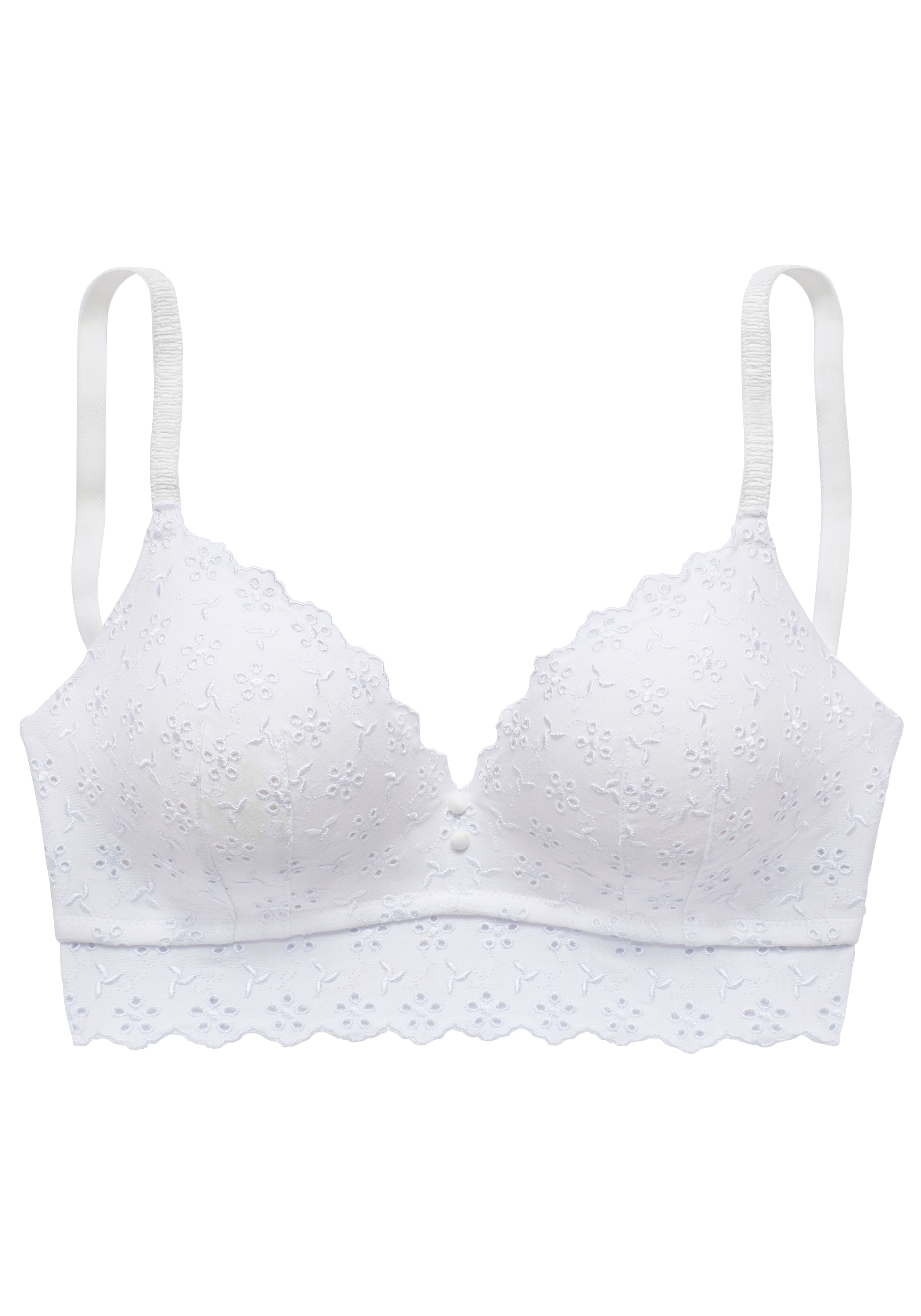 Vivance Bralette-BH, ohne Bügel aus weicher Baumwolle mit Lochstickerei, Dessous