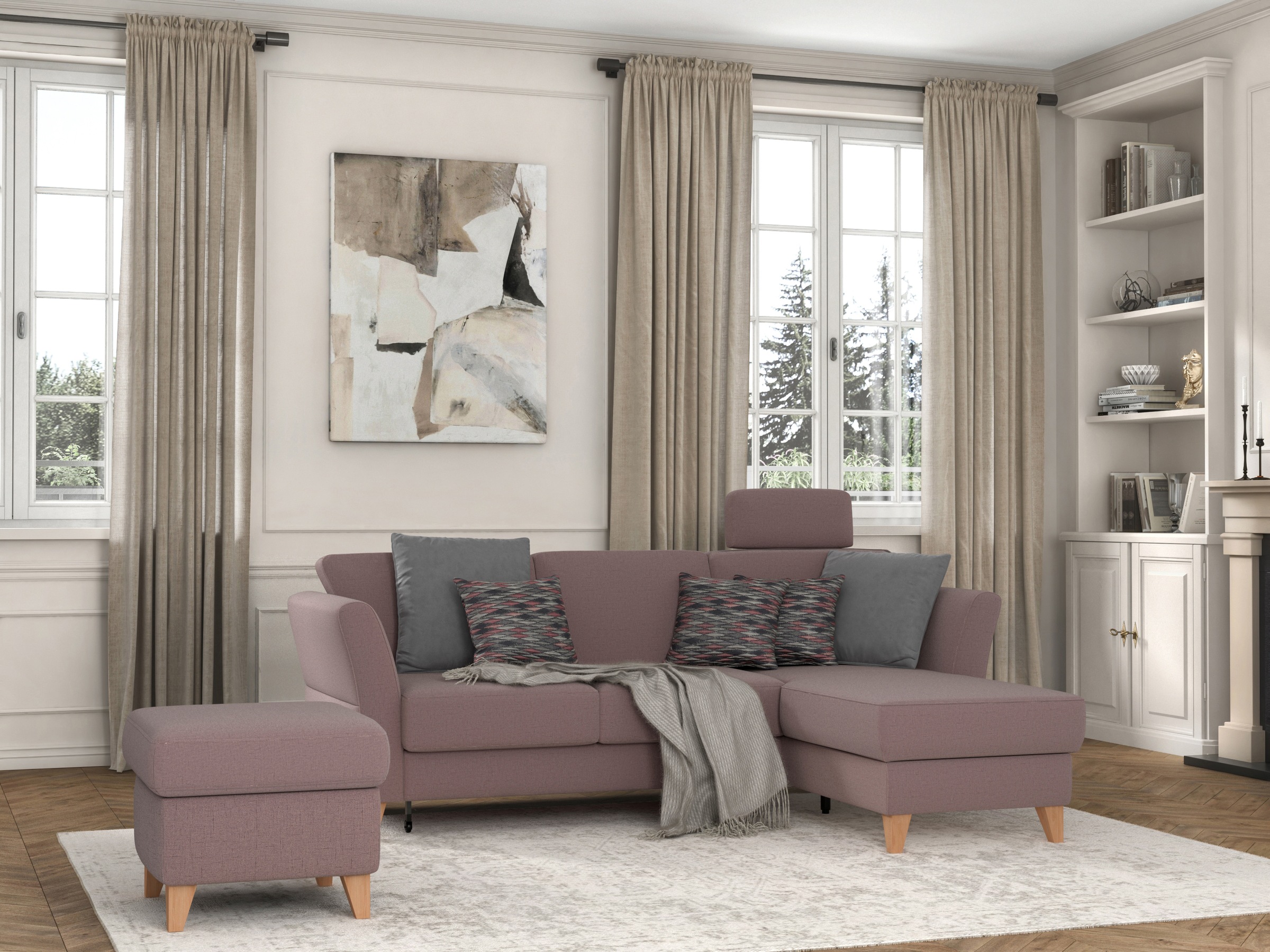 sit&more Ecksofa »Visby L-Form«, Wahlweise mit Bettfunktion und Bettkasten, frei im Raum stellbar