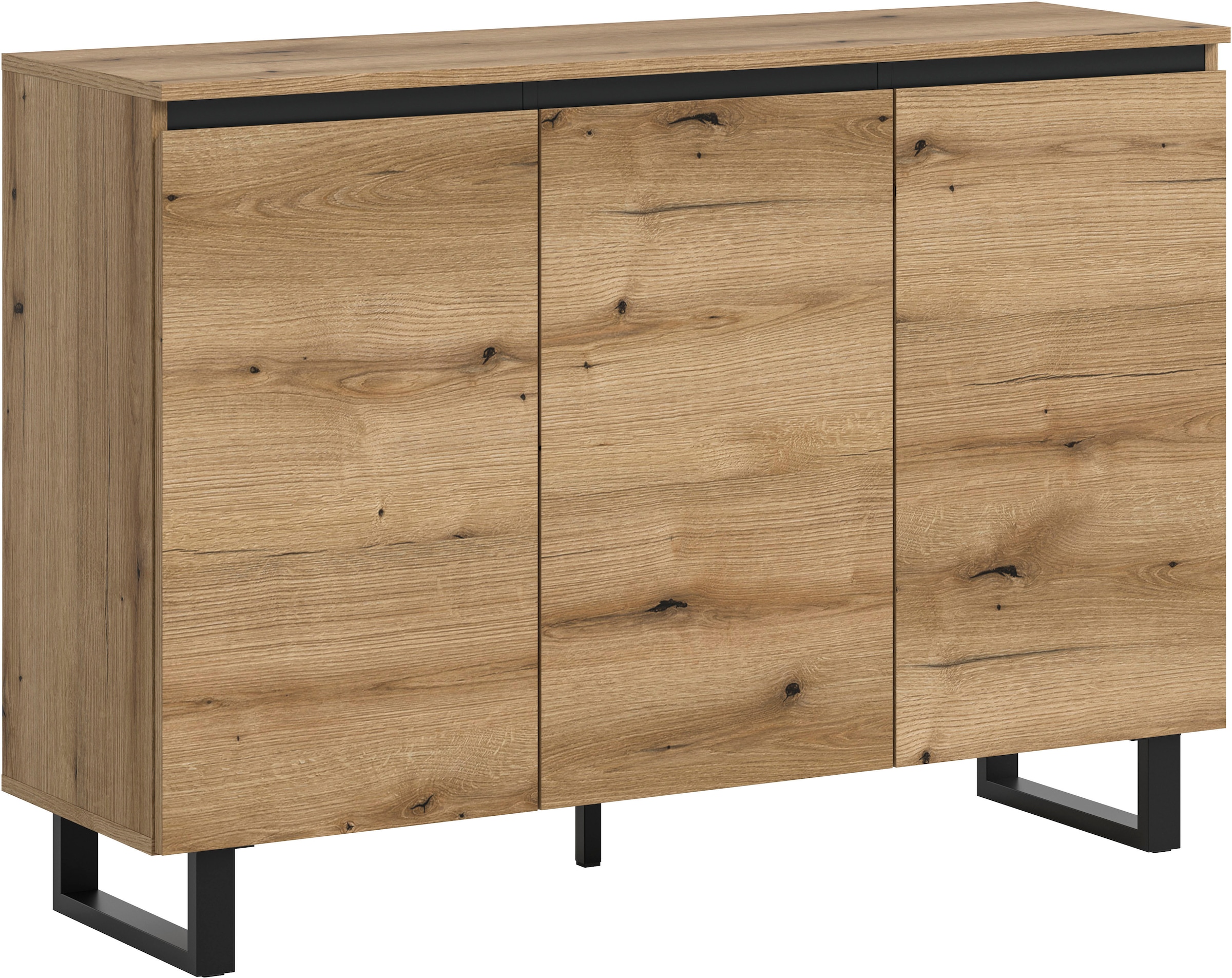 INOSIGN Sideboard "TOMA, Breite: 120 cm, mit Metall-Kufen-Fuß, 3 Türen, 3 E günstig online kaufen