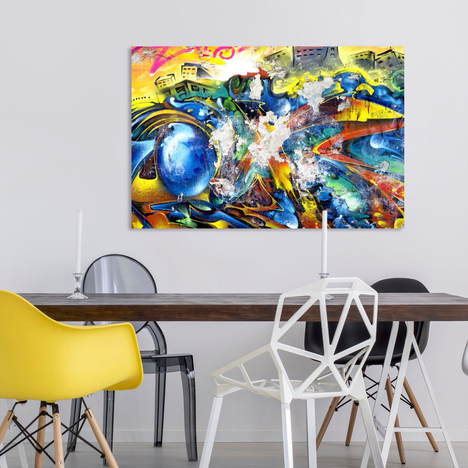queence Acrylglasbild "Kunstwerk" Abstrakt  Gebäude  Graffiti  Kunst Fine A günstig online kaufen