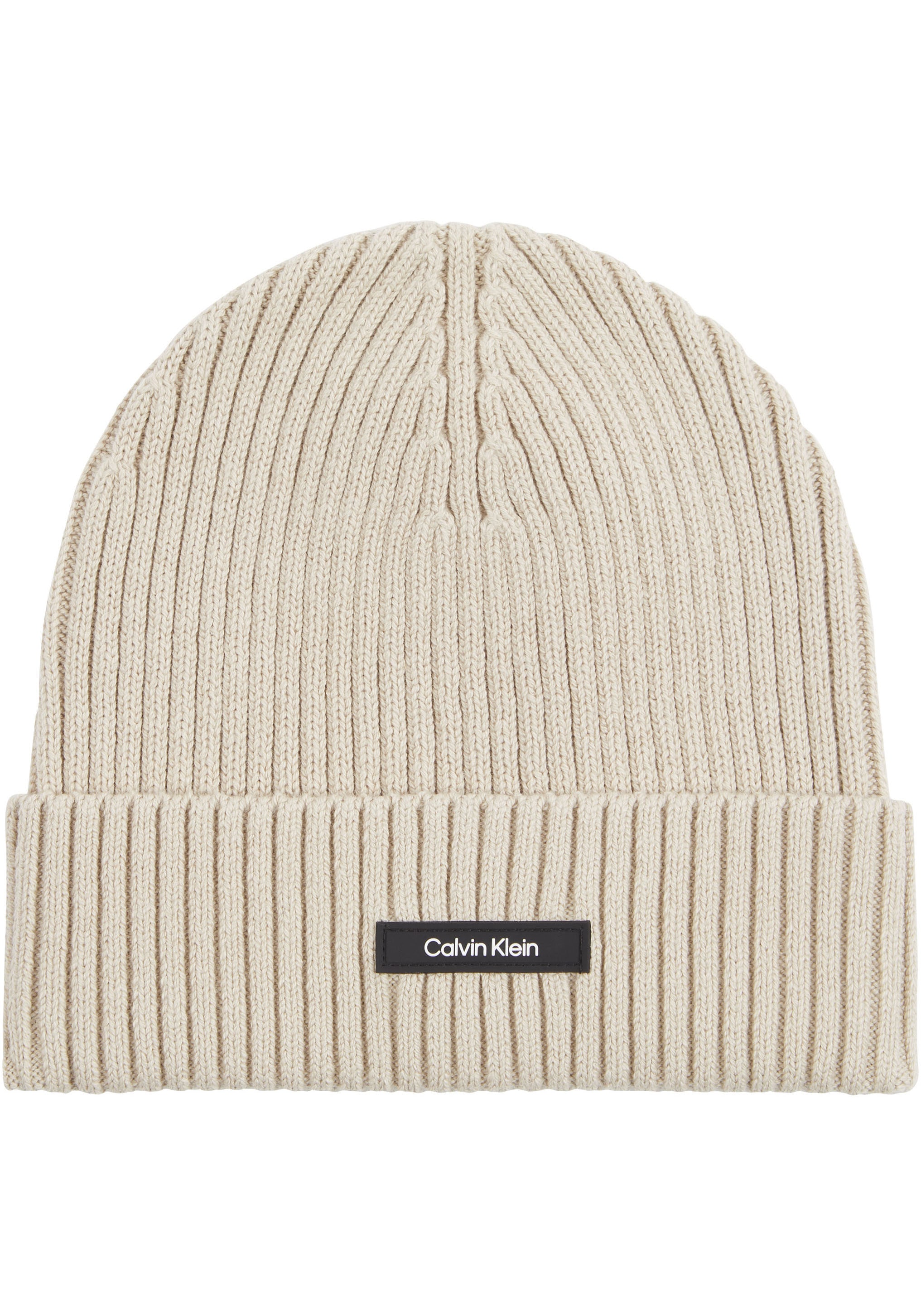 Beanie »CLASSIC COTTON RIB BEANIE«, mit Ledermarkenlabel