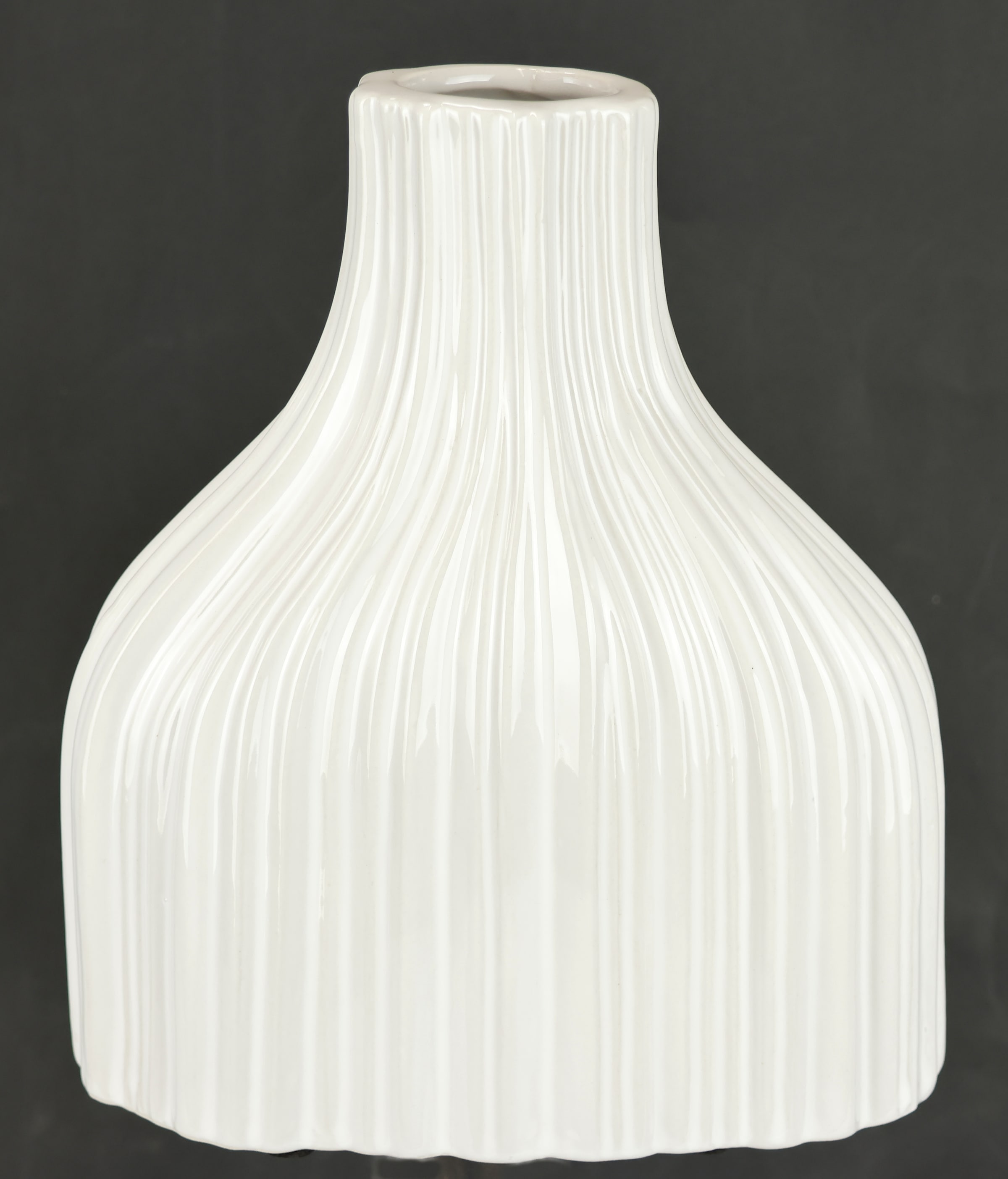 I.GE.A. Dekovase »Blumenvase aus Keramik, geriffelt, bauchig, glänzend, Keramikvase«, (1 St.), Deko-Vase für Blumen, Pampasgras, Trocken- oder Kunstblumen u. Zweige