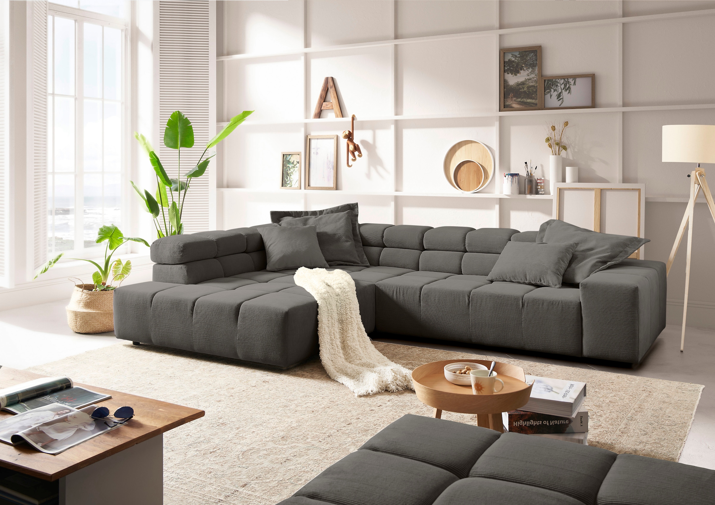 INOSIGN Ecksofa »Ancona incl. Kopfteilverstellung, Breite 319cm, L-Form«, wahlweise motorische Sitztiefenverstellung, auch in Cord + Easy Care