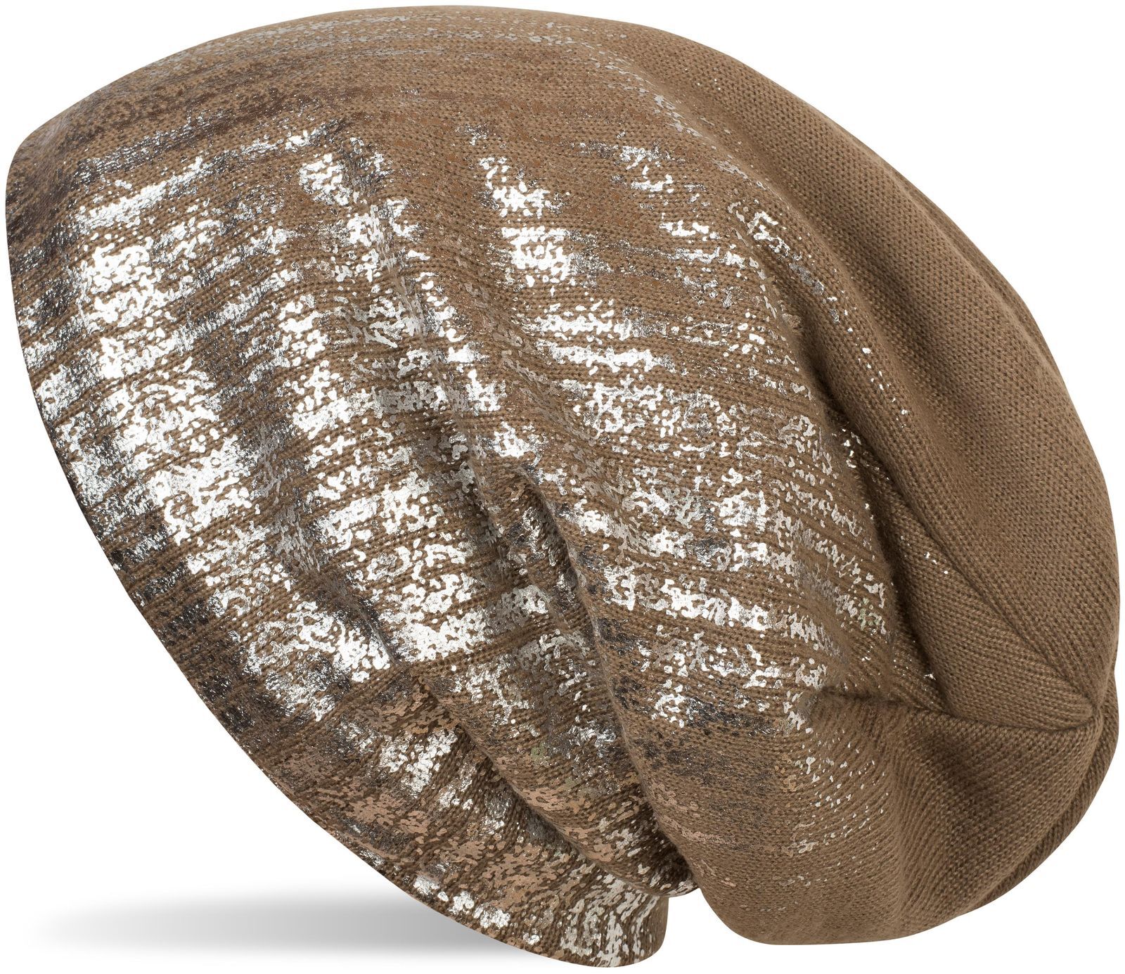 styleBREAKER Strickmütze "Feinstrick Beanie mit Metallic Print" 1 Stk.