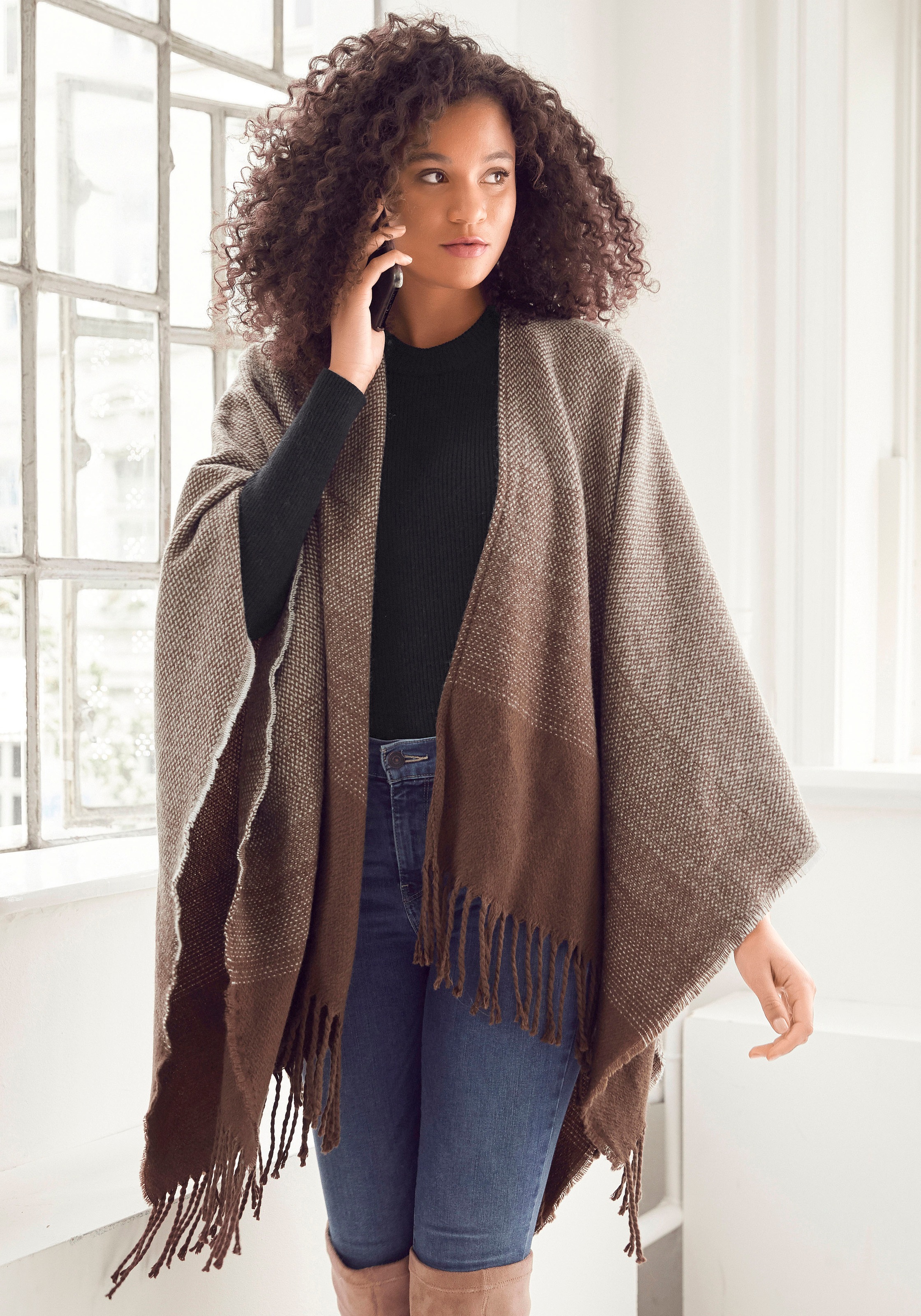 LASCANA Strickponcho apsiaustas Cape puiki Str...
