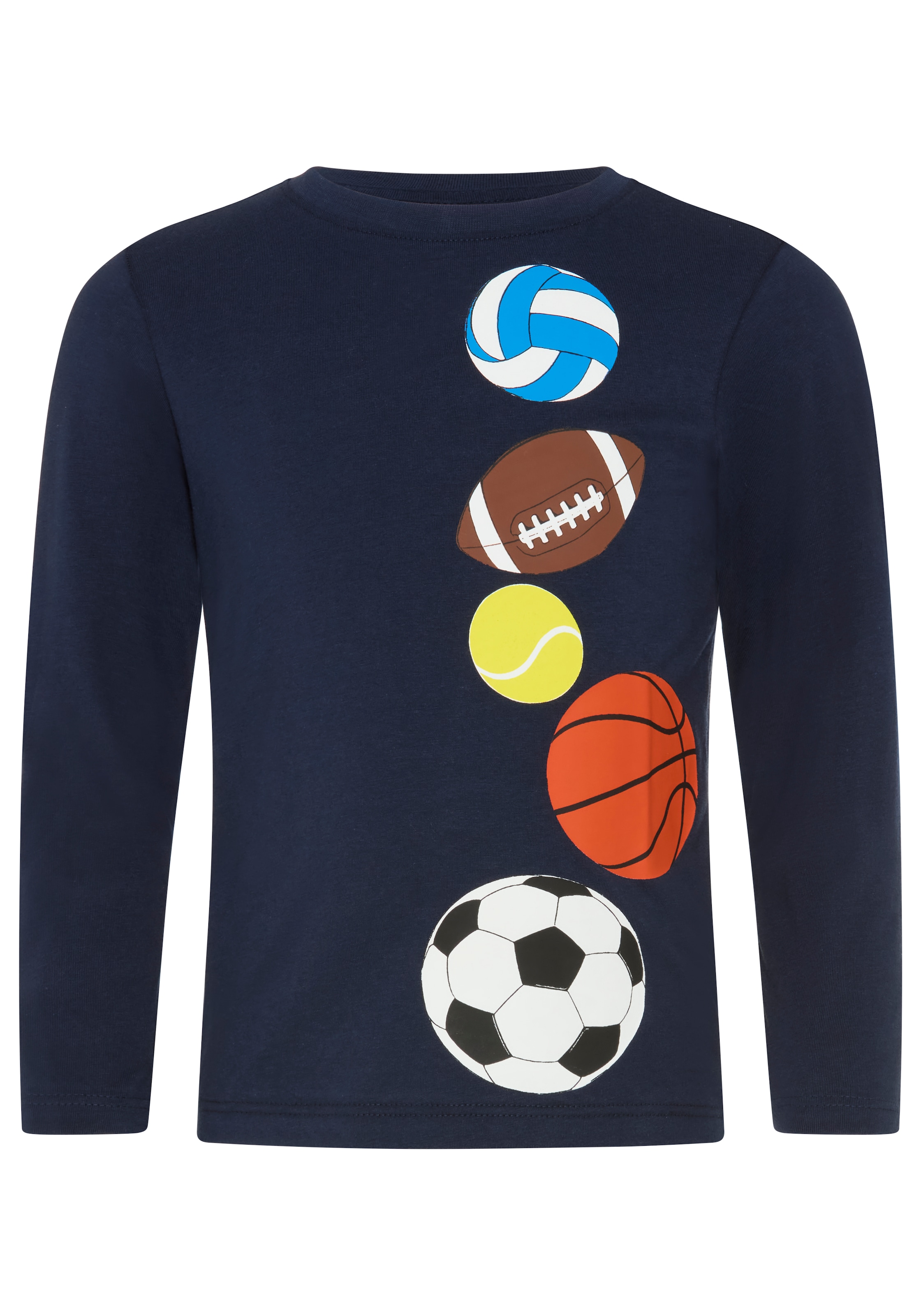 KIDSWORLD Langarmshirt »Shirt mit tollem Bälle Druck« Shirt mit Ball-Druck, Basic-Passform, Langarm, mit Rundhalsausschnitt
