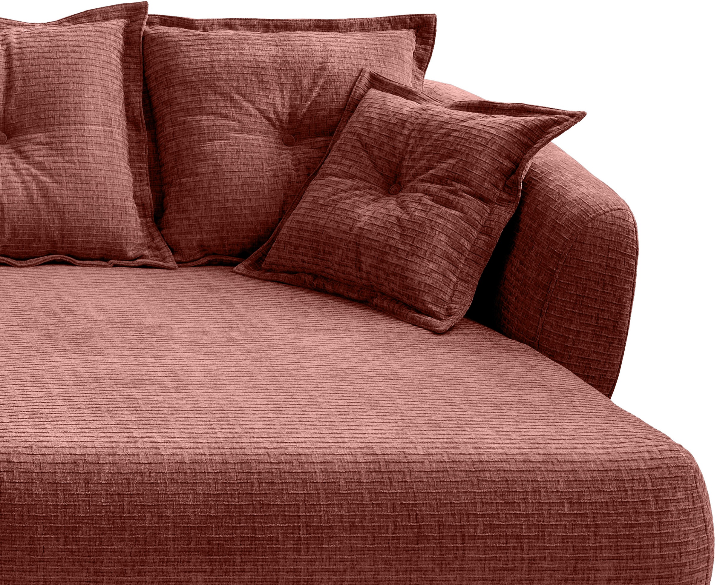Ecksofa HOME AFFAIRE "Baggio Stellmaße 277/162 cm, modern & elegant, hoher Fuß", koralle, B:277cm T:162cm, 100% Polyester, Sofas, Ecksofa, L-Form, schwarze Metallfüße 6