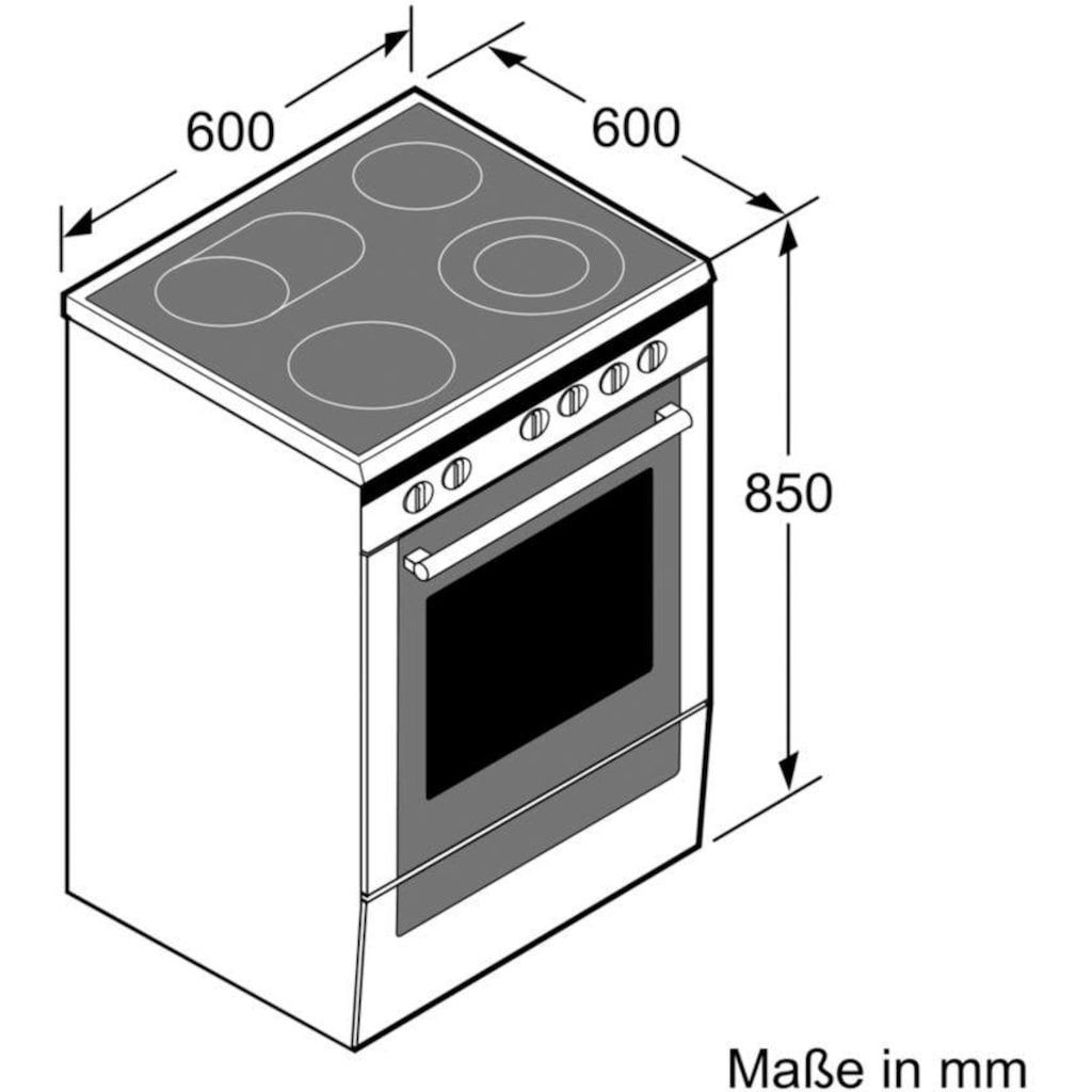 BOSCH Elektro-Standherd »HKS79U250«, 6, HKS79U250, mit 3-fach-Teleskopauszug, Pyrolyse-Selbstreinigung