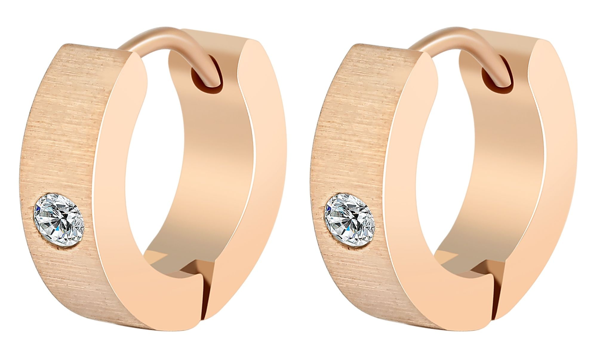 Adelia´s Paar Creolen »Ohrringe – Creole aus Edelstahl mit Strass Steinchen« Ein Geschenk, das Freude macht