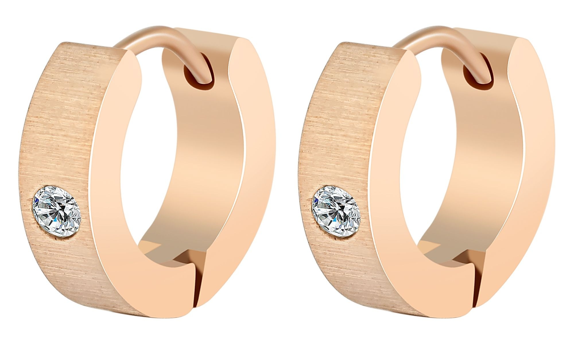 Paar Creolen ADELIA´S "Damen Ohrringe – Creole aus Edelstahl mit Strass Steinchen", Damen, Gr. Damen, Edelstahl, gold, Ohrringe, Ein Geschenk, das Freude macht 2