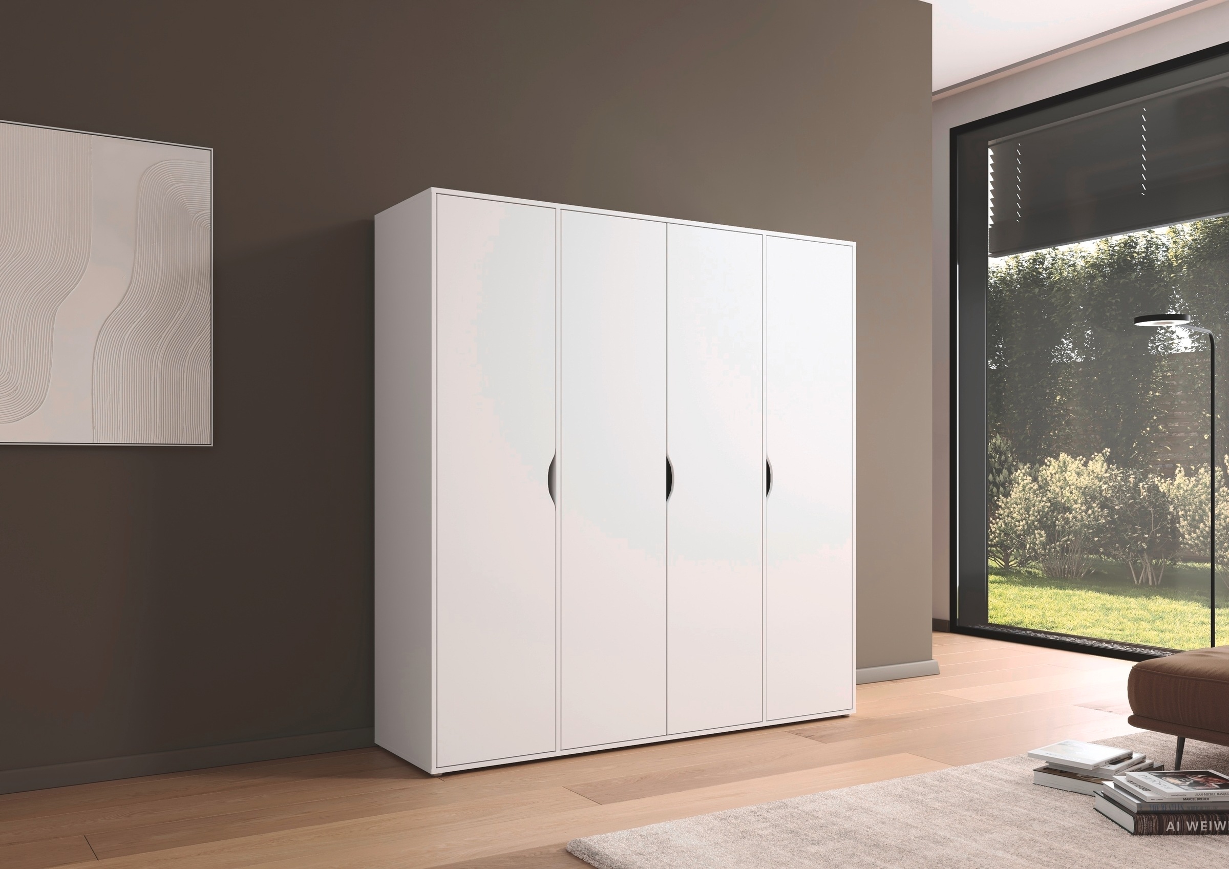 rauch Drehtürenschrank »Kleiderschrank Schrank Garderobe Wäscheschrank NARAI viel Stauraum«, (in 3 verschiedenen Ausstattungen BASIC/CLASSIC/PREMIUM), Griffausfräsungen für eine grifflose Optik TOPSELLER MADE IN GERMANY
