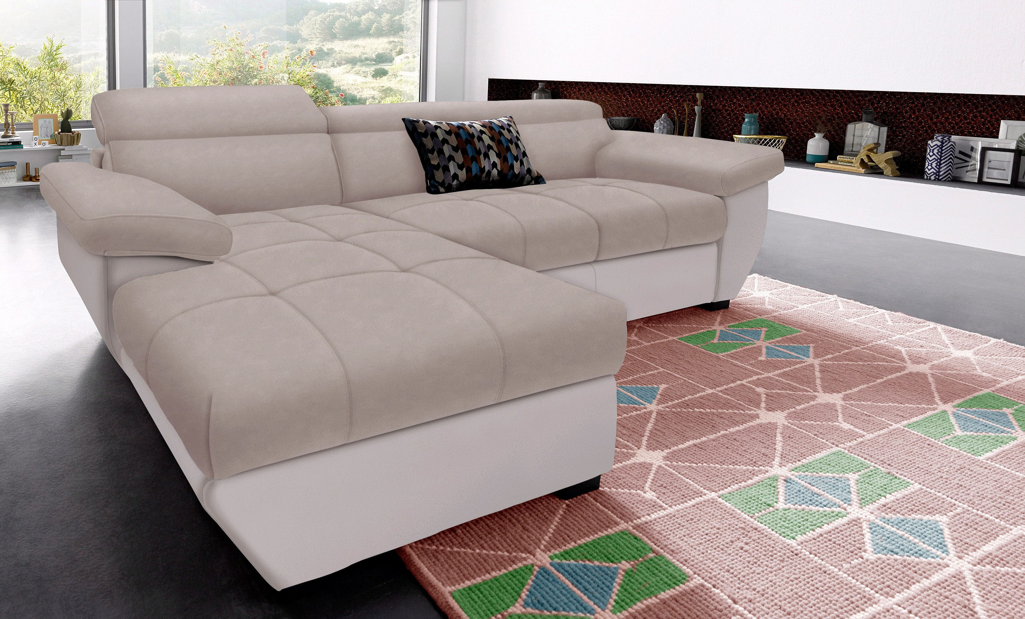 COTTA Ecksofa "Speedway L-Form" mit Kopfteilverstellung, wahlweise mit Schlaffunktion & Bettkasten