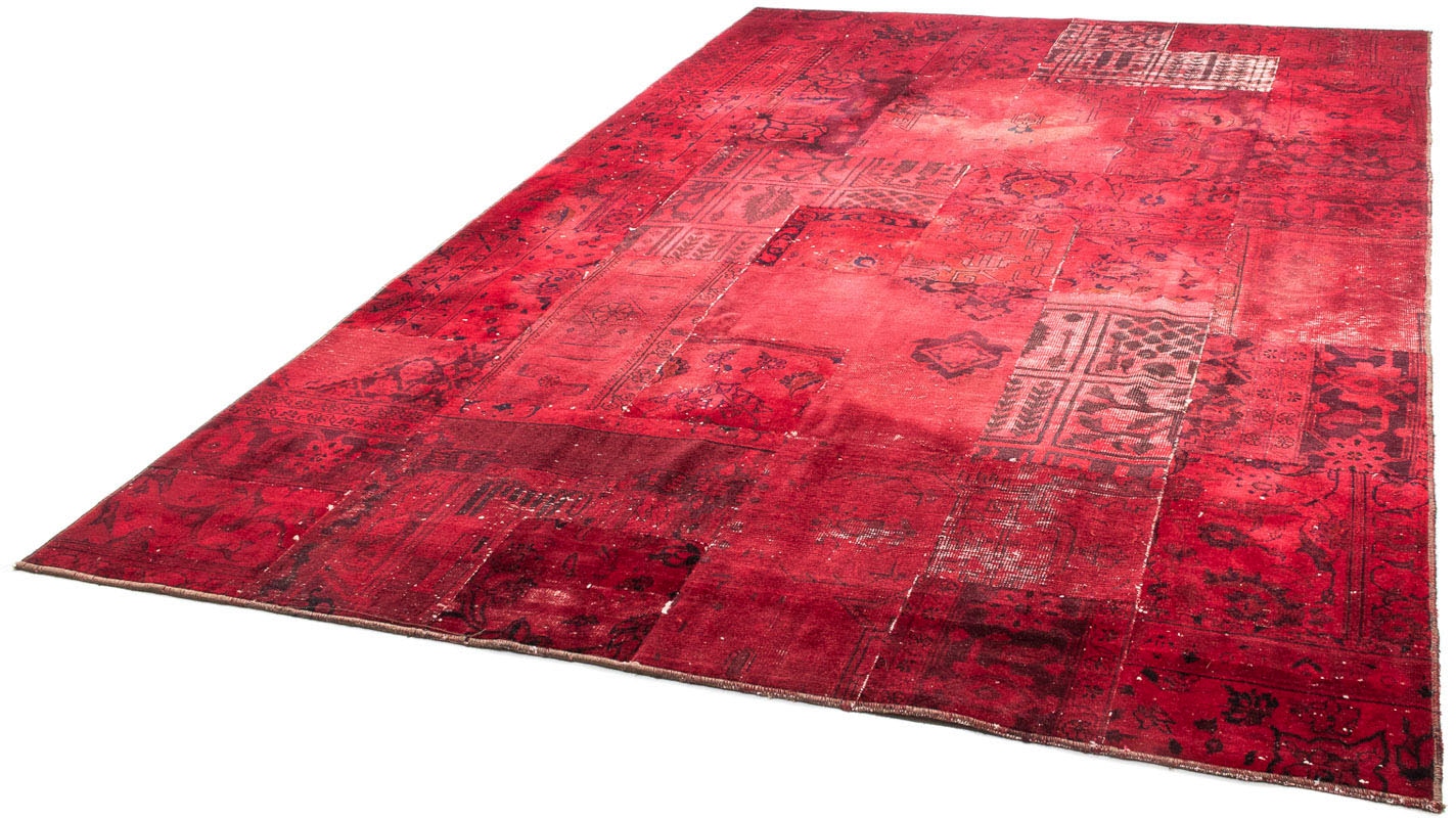 Teppich »Patchwork - 293 x 194 cm - dunkelrot«, rechteckig, Wohnzimmer, Handgeknüpft,...