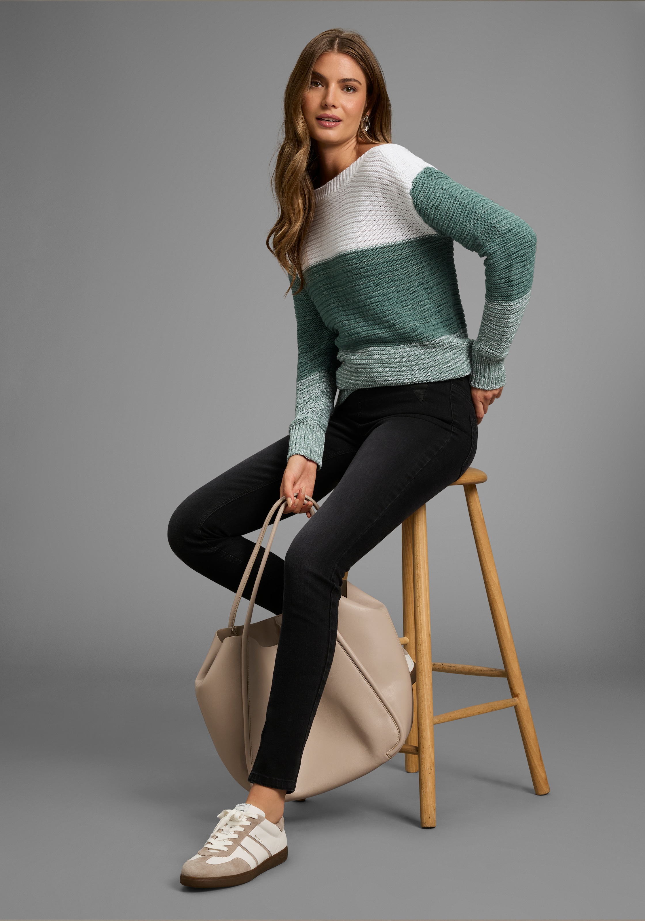 Laura Scott Streifenpullover, mit Querrippe