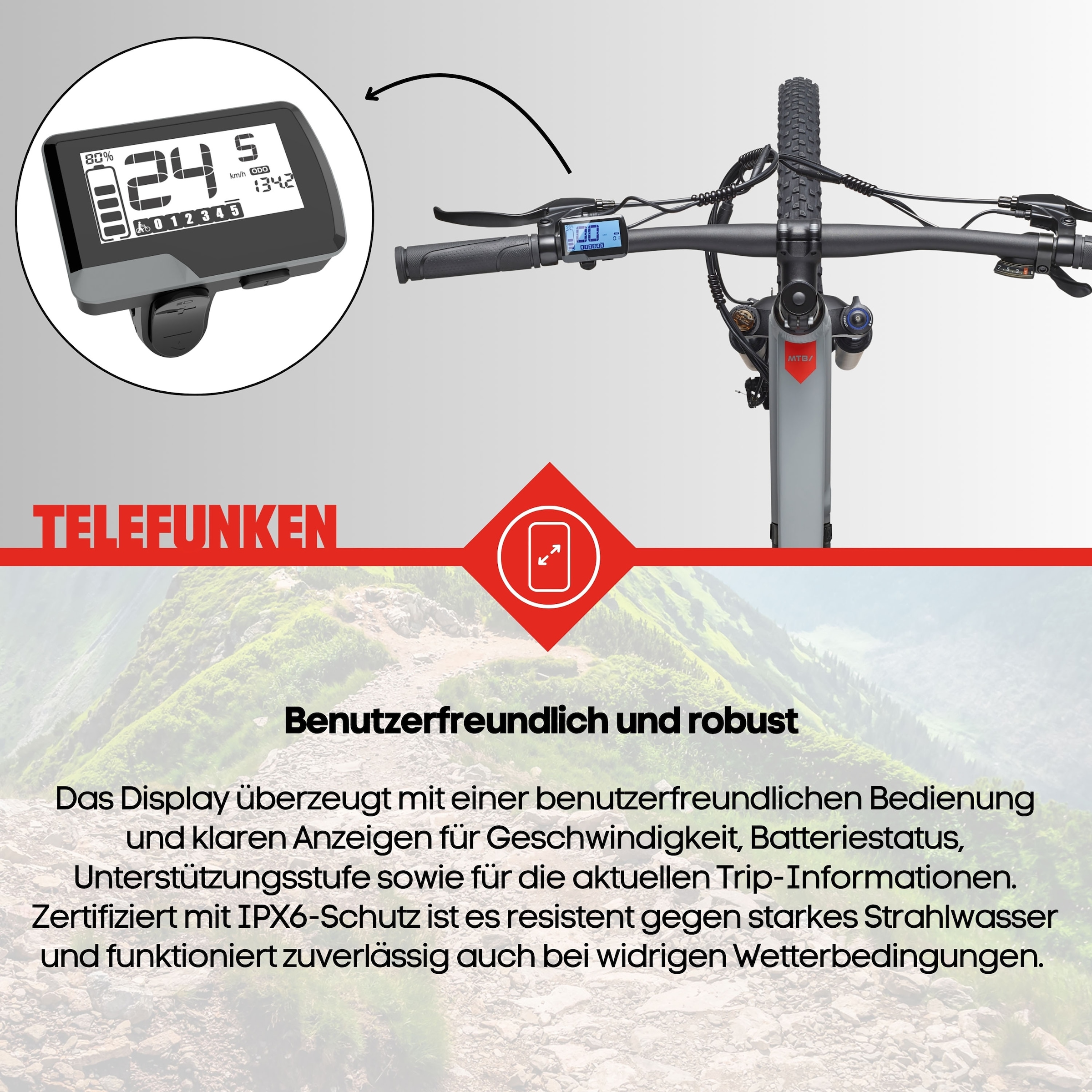 Telefunken »Aufsteiger MT922« 7 Gang Shimano TY300D Schaltwerk Kettenschaltung Heckmotor 250 W Pedelec, Elektrofahrrad, Damen u. Herren, E-MTB, Mountainbike, 29 Zoll