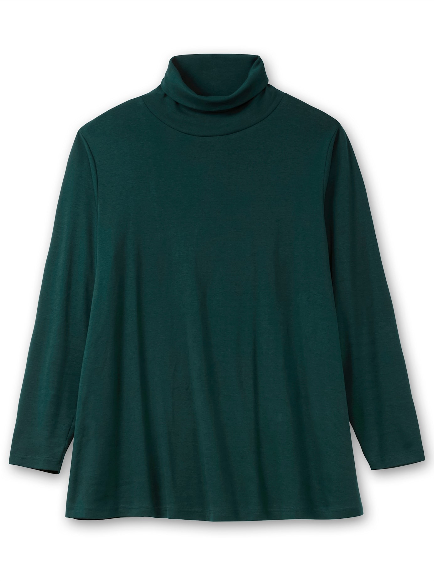 Langarmshirt SHEEGO "Rollkragen-Shirt", Damen, Gr. 40/42, blau (tiefgrün), 100% Baumwolle, unifarben, Shirts Langarmshirt 3