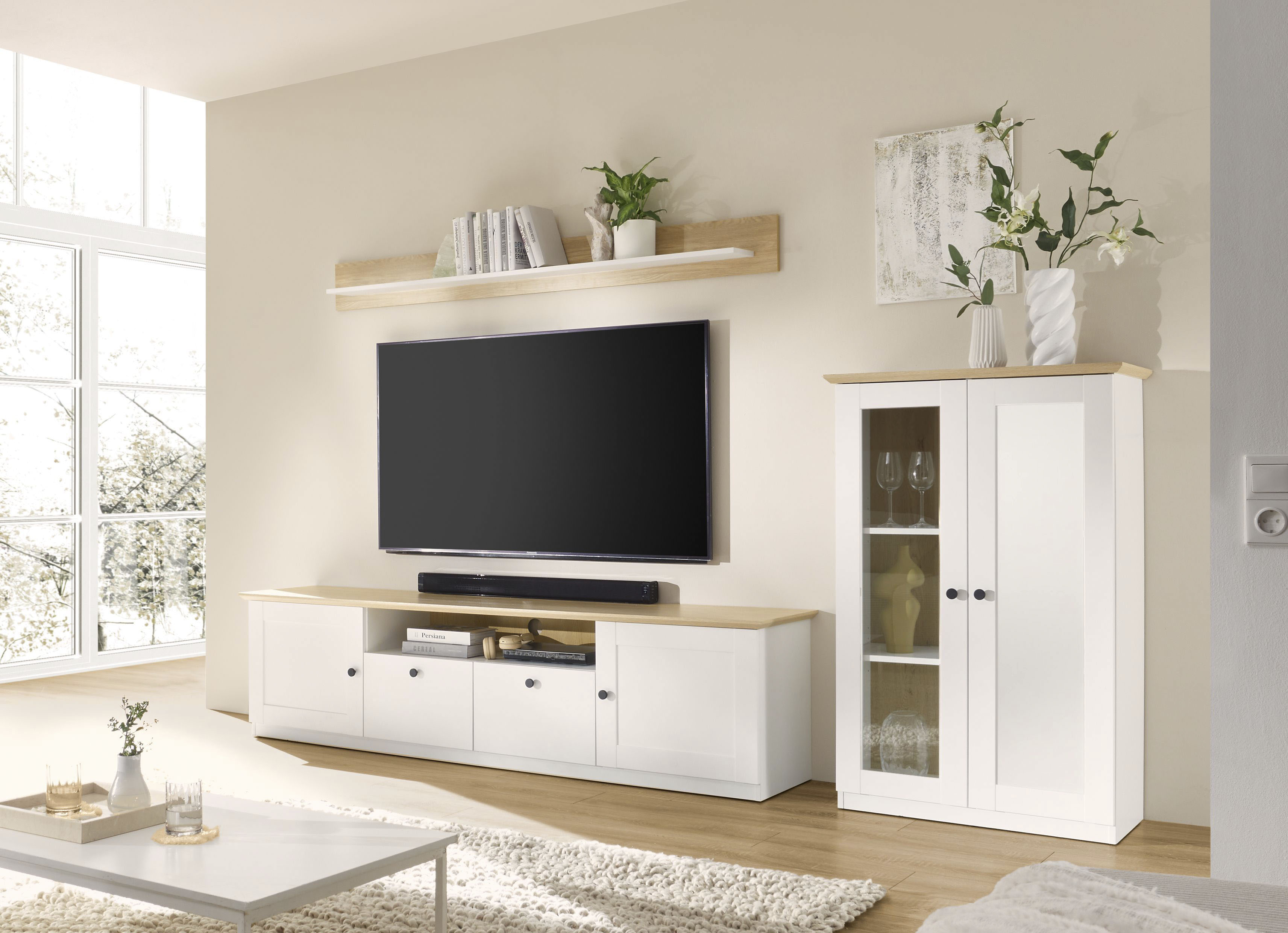 OTTO home Wohnwand "Brest, Anbauwand im Landhausstil, Komplettset, Wohnzimmer-Set" Set, 3 Stk. tlg.