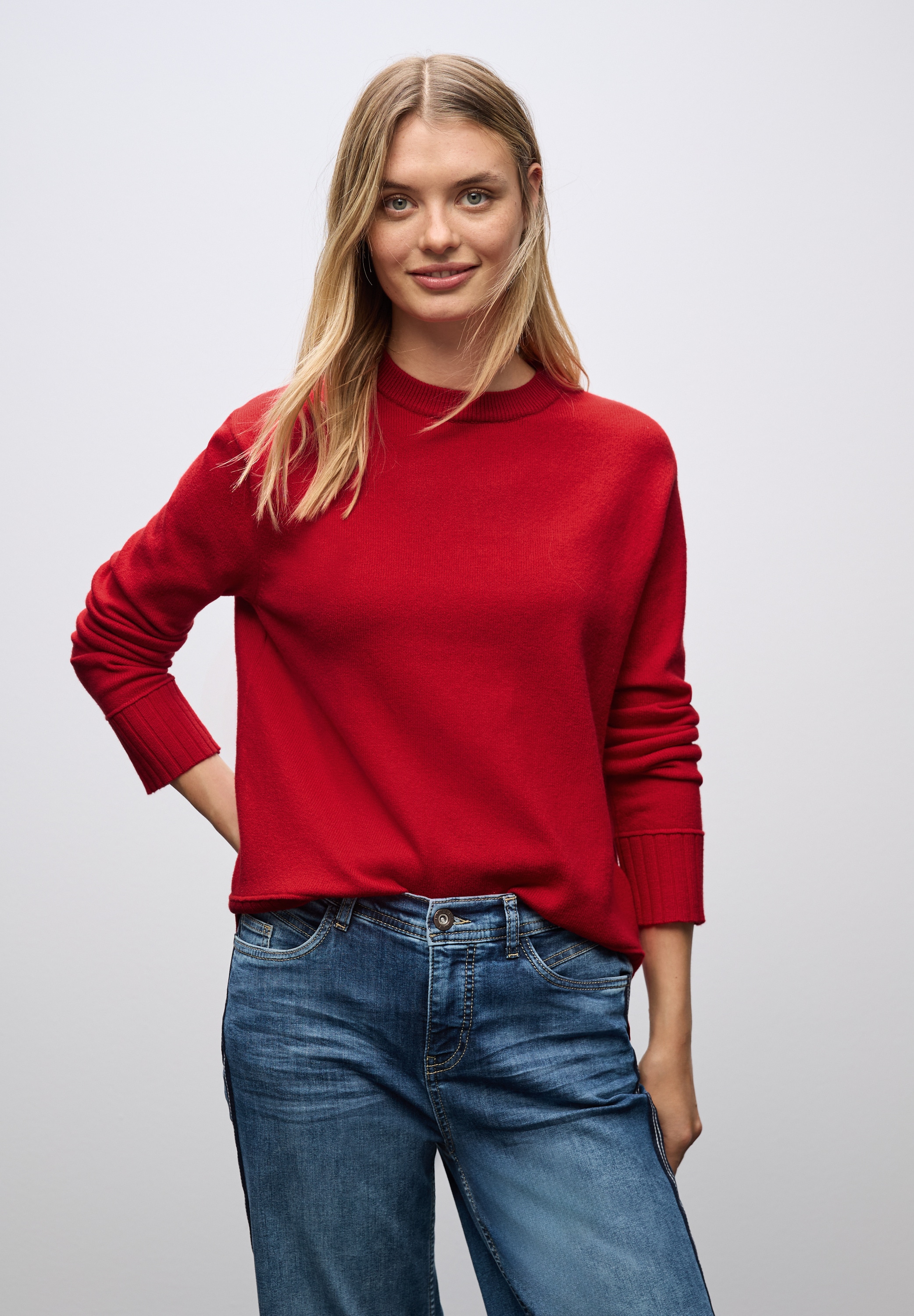 STREET ONE Rundhalspullover mit Rippbündchen günstig online kaufen