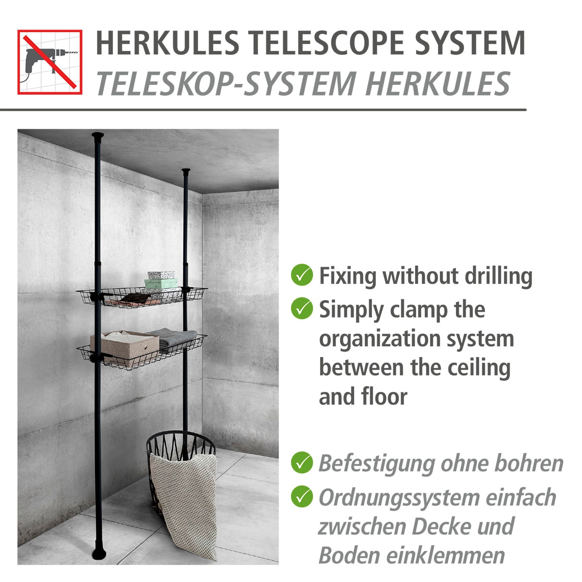 WENKO Regalelement »Herkules«, 2er Set, Passend zum Teleskop-System Herkules  bestellen | BAUR