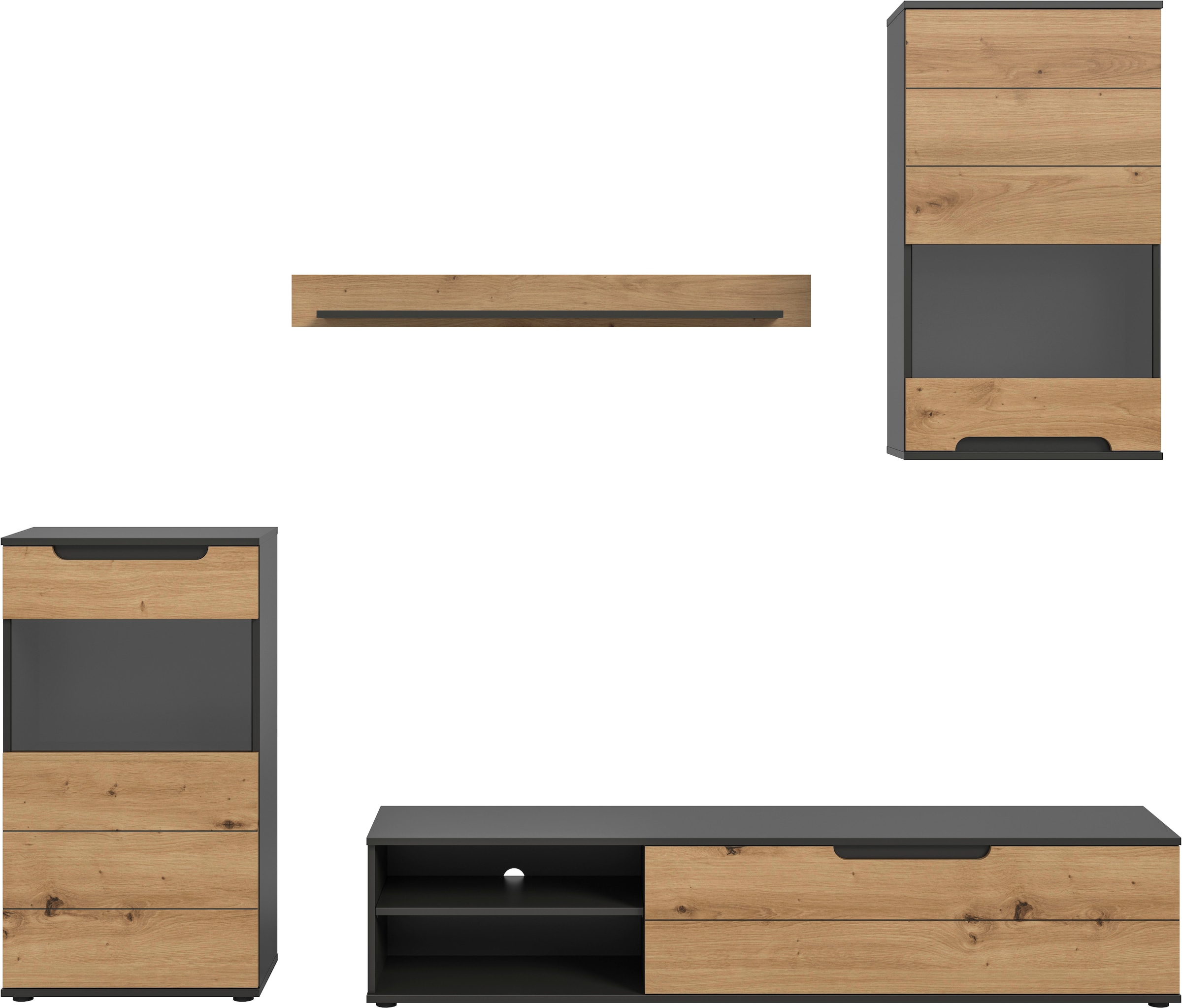 Home affaire Wohnwand "SKEPP, 4-teilig, best. aus: 2x Vitrine, 1x Lowboad & günstig online kaufen