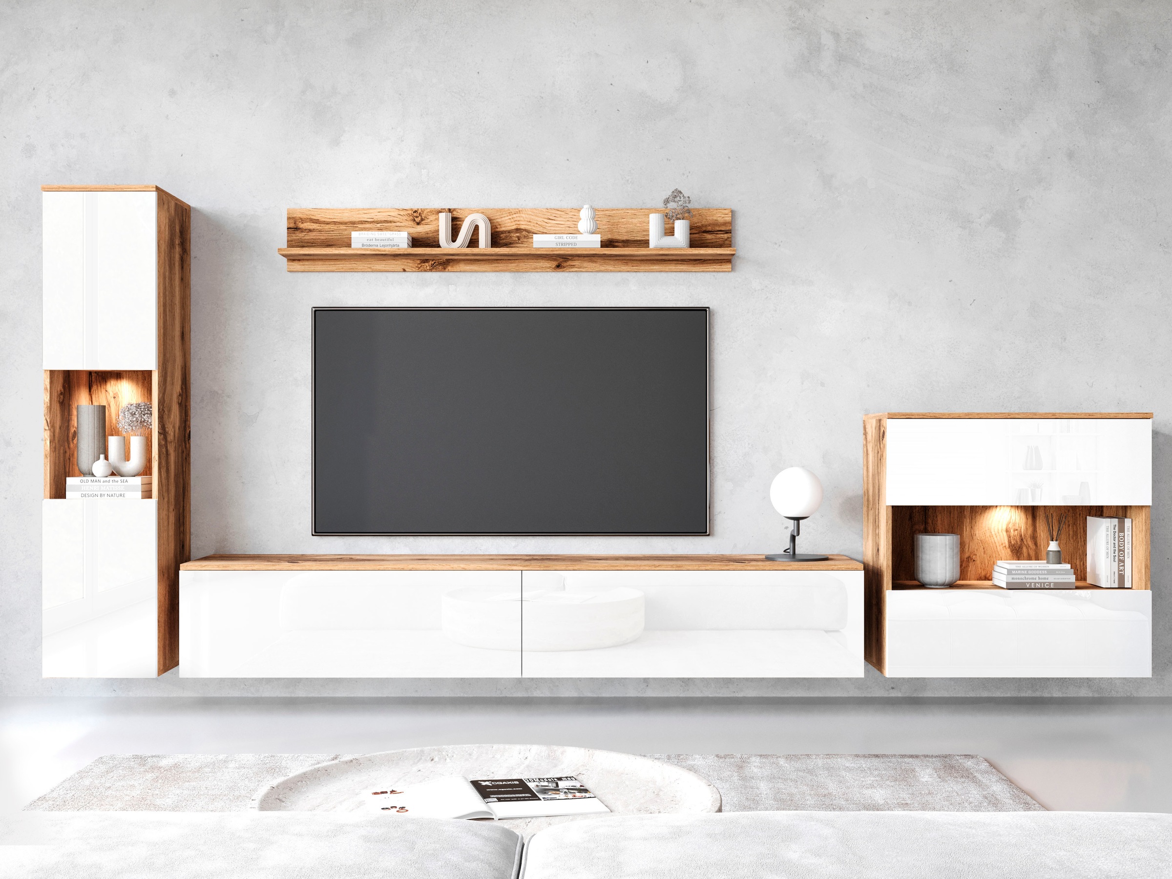 OTTO home "PARIS, Vitrine Türanschlag links/rechts wechselbar" Komplett-Set, 4 Stk. tlg.