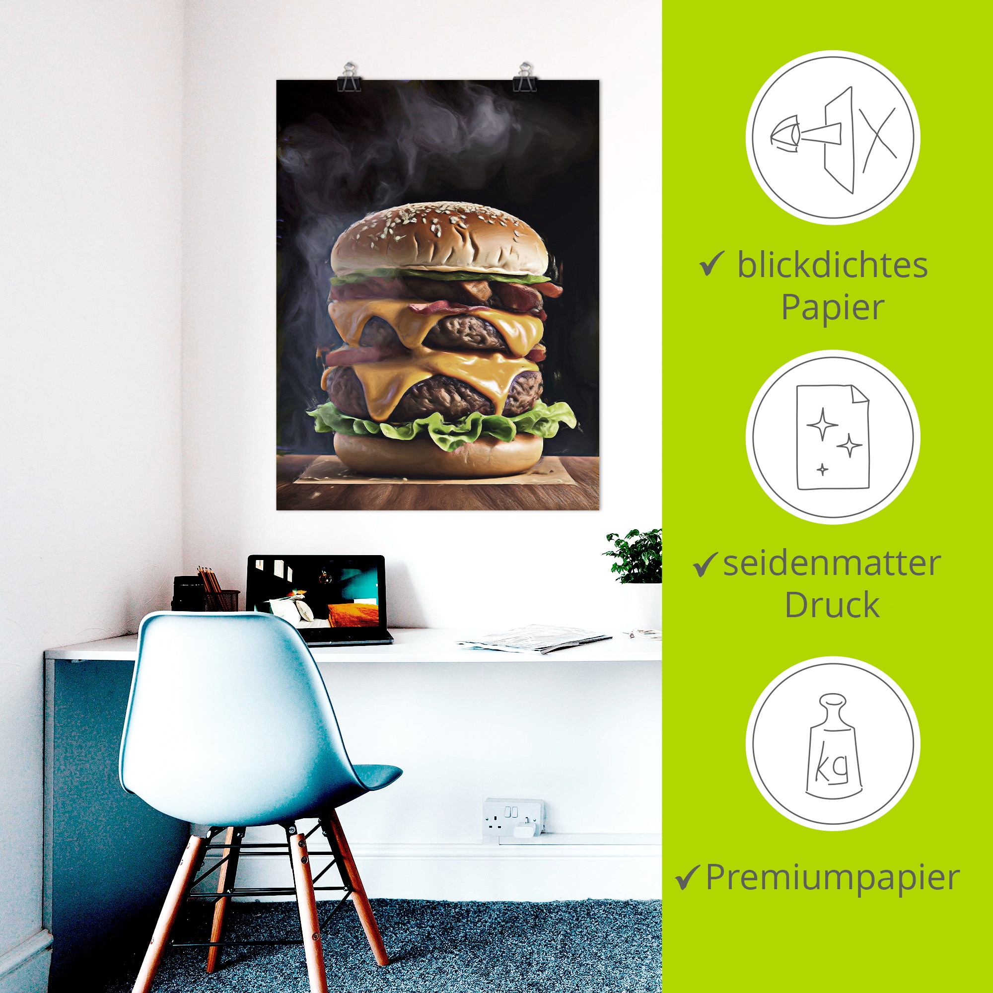 Artland Wandbild »Monster Burger« Speisen 1 Stk. tlg. als Alubild, Leinwandbild, Poster, Wandaufkleber in verschied. Größen