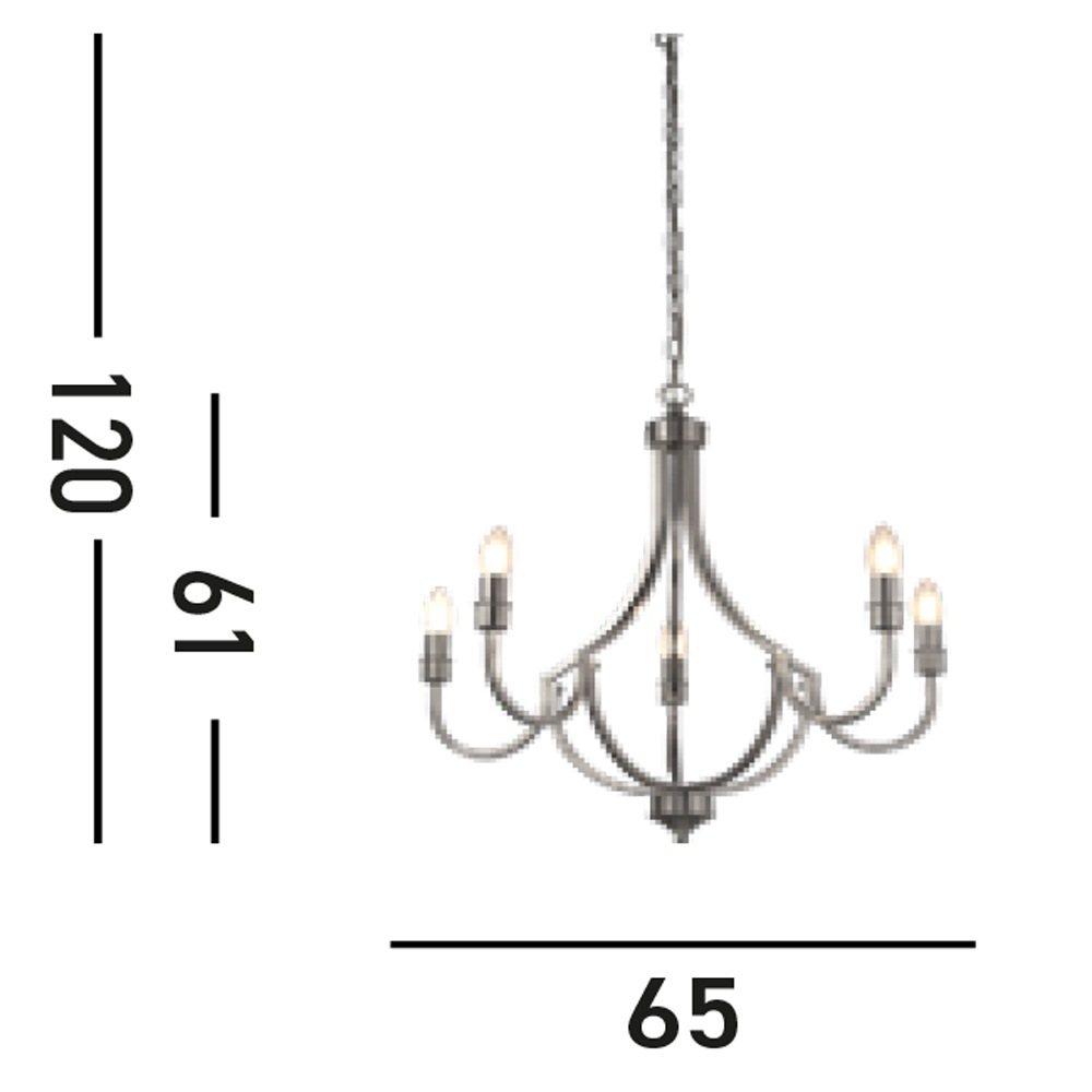 Searchlight Kronleuchter »Hängeleuchte Lodge, 5-flammig«, 5 flammig, Leuchtmittel E14 | ohne Leuchtmittel, Elegante Optik