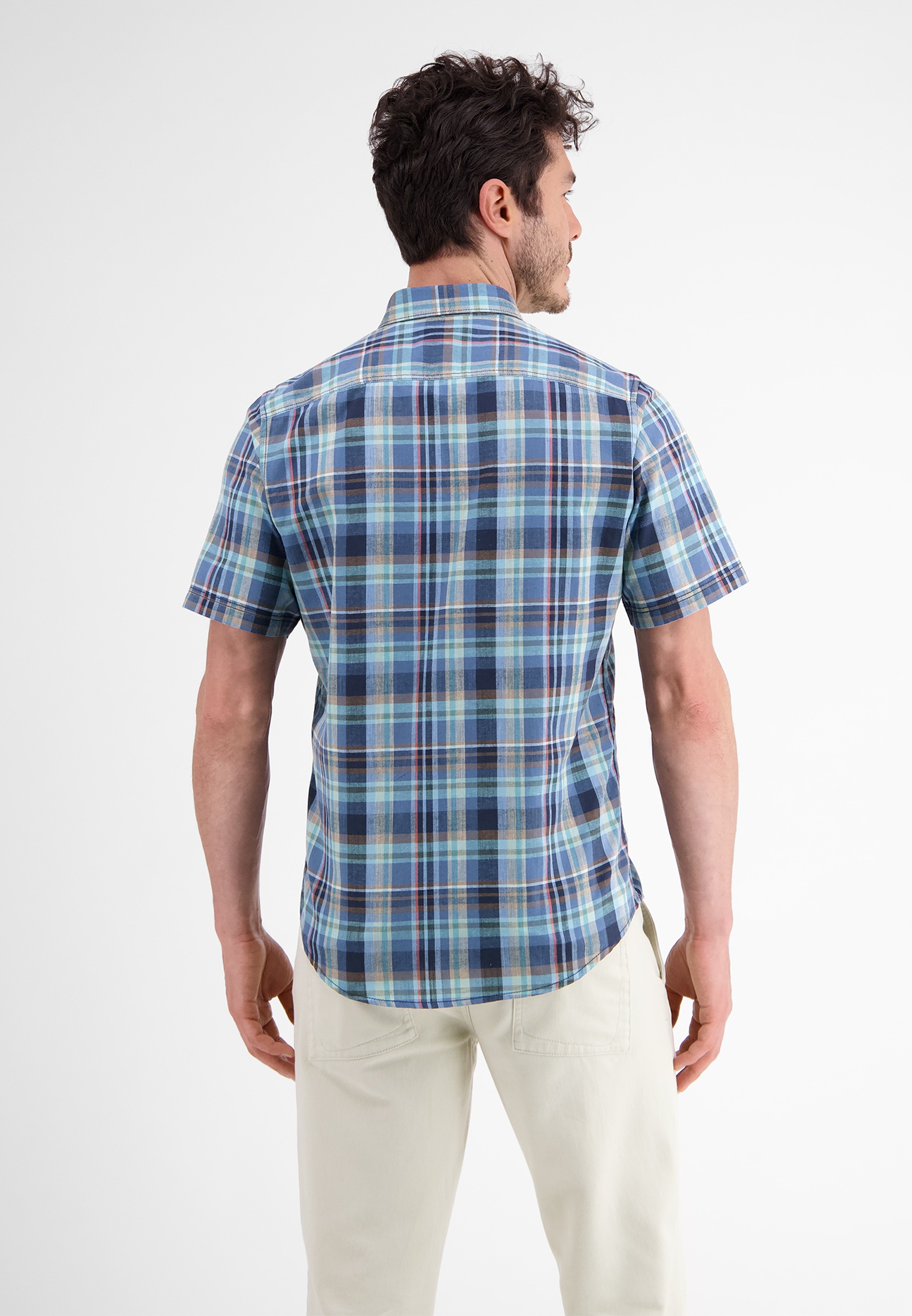 LERROS Kurzarmhemd "Kariertes Halbarmhemd, Baumwoll-Leinen-Mix" günstig online kaufen