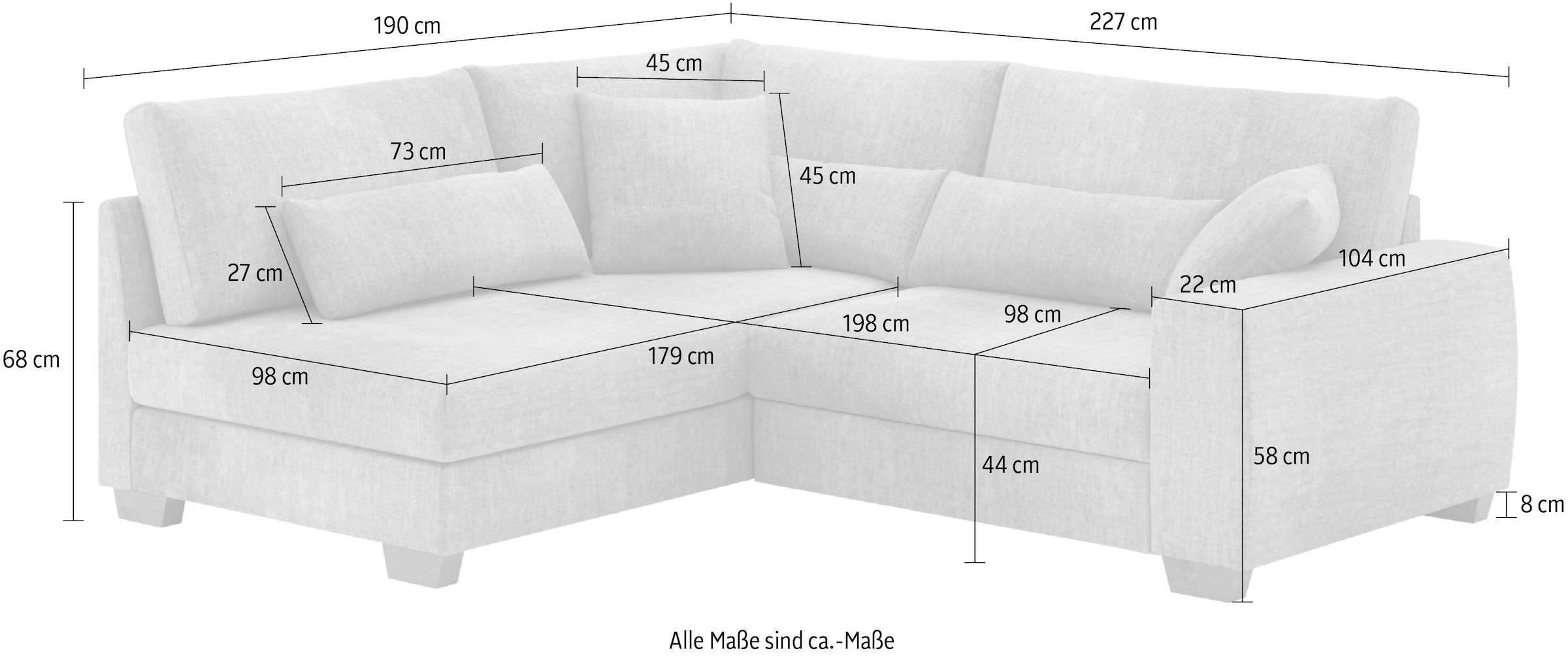 Mr. Couch Ecksofa »DuraSpring«, mit Taschenfederkern, bis 140 kg belastbar, wahlweise mit Bett