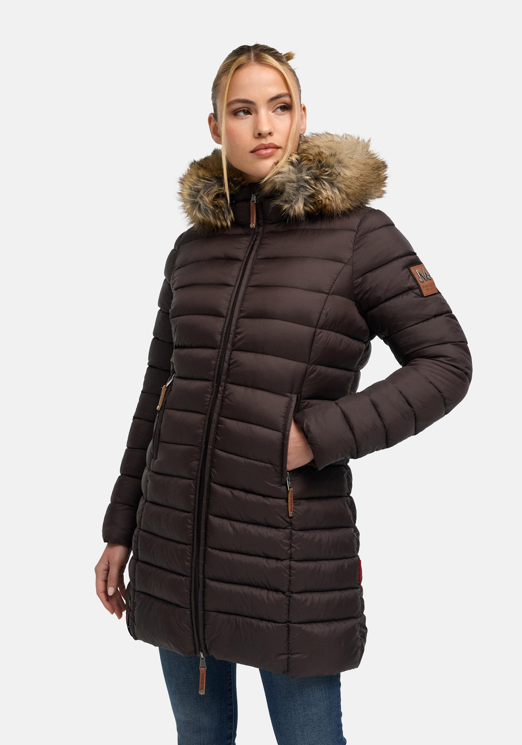 Marikoo Steppmantel »Rose-Stepp« zeitloser Winterparka mit großer Kunstfellkapuze