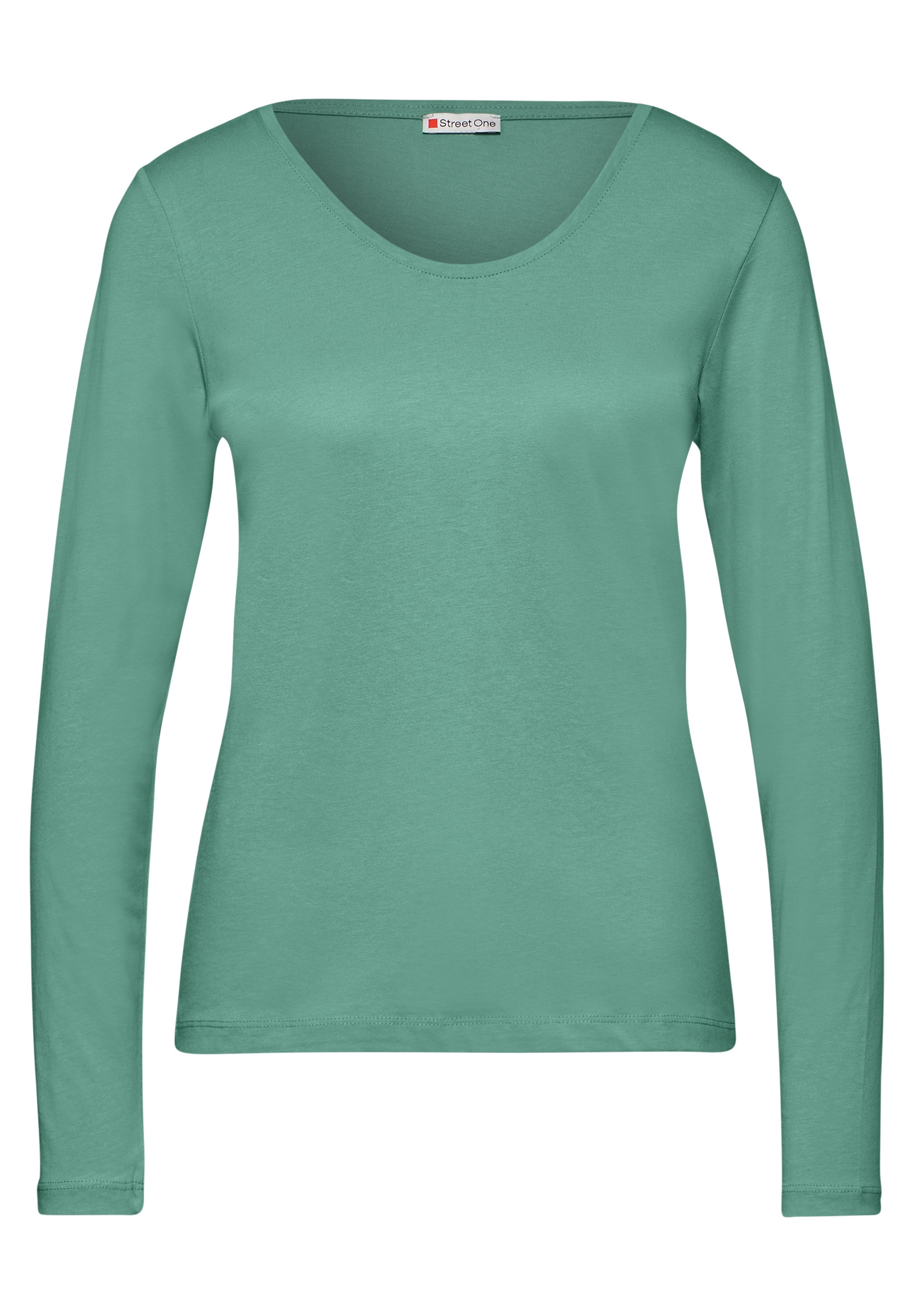 STREET ONE Langarmshirt, mit abgerundetem V-Ausschnitt