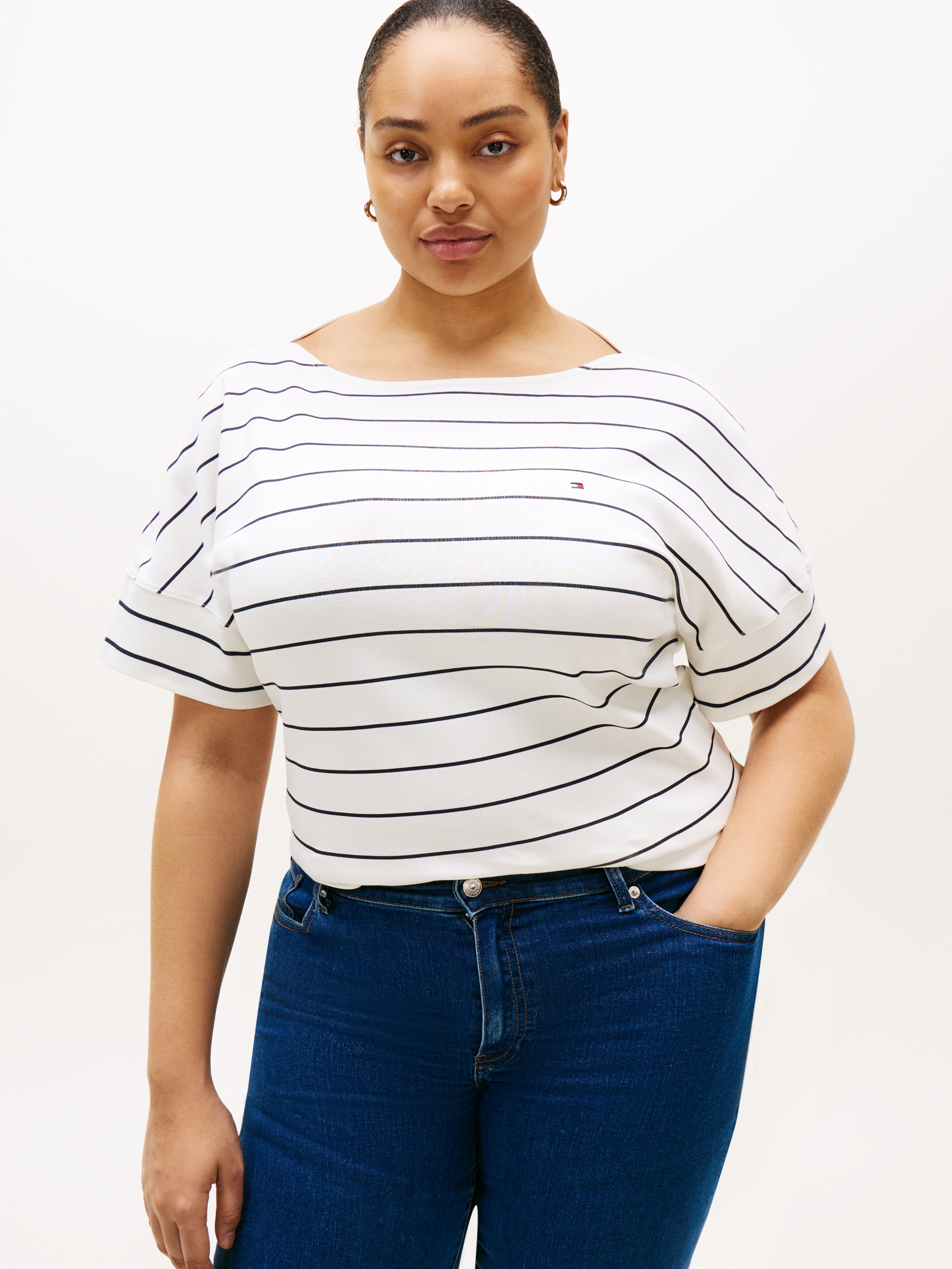 Tommy Hilfiger Curve Kurzarmshirt "CRV MDRN CODY CAP SLV C-NK TEE" in große günstig online kaufen