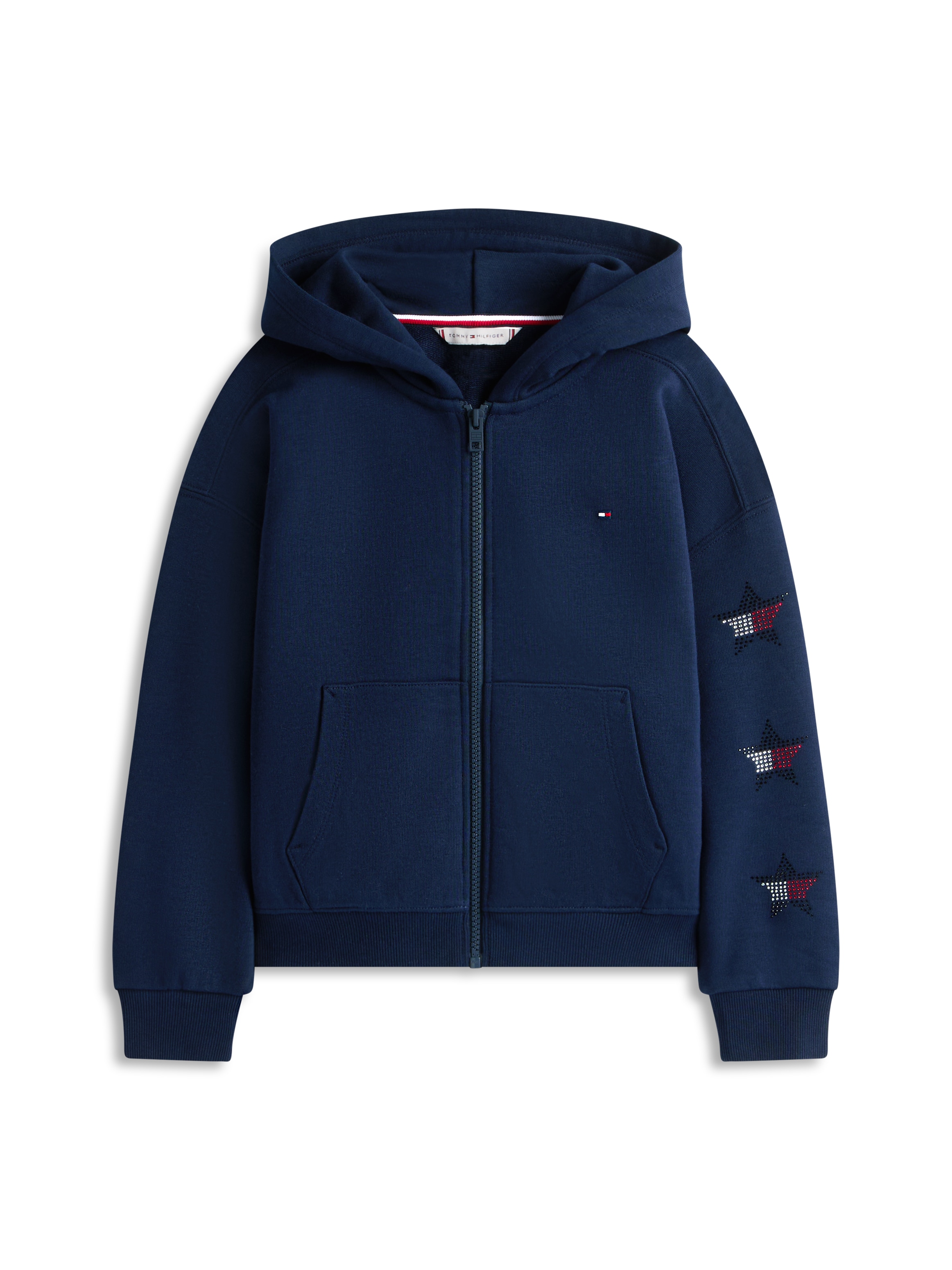 Tommy Hilfiger Sweatjacke »STAR ZIP THROUGH HOODIE« Kinder bis 16 Jahre, mit Flag-Sternen aus Strass-Steinen