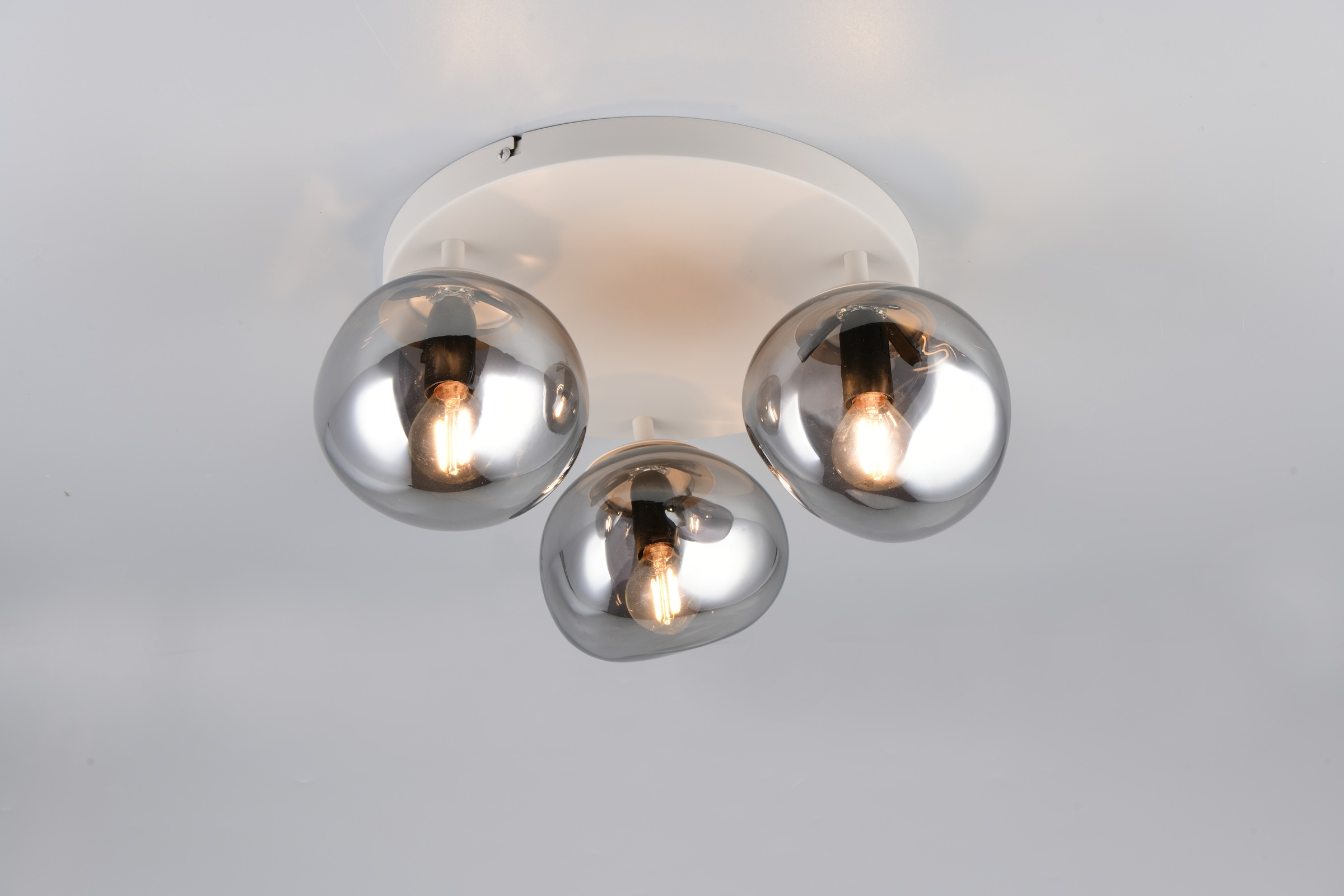 s.Oliver Deckenleuchte »ANJELLA, Deckenlampe exkl 3x E14 max 10W, in warm grey + smoke Glas,«, 3 flammig, Leuchtmittel E14 | Leuchtmittel wechselbar, mit mundgeblasenen Glas Lampenschirmen in rauchgrau, Ø gesamt 40cm