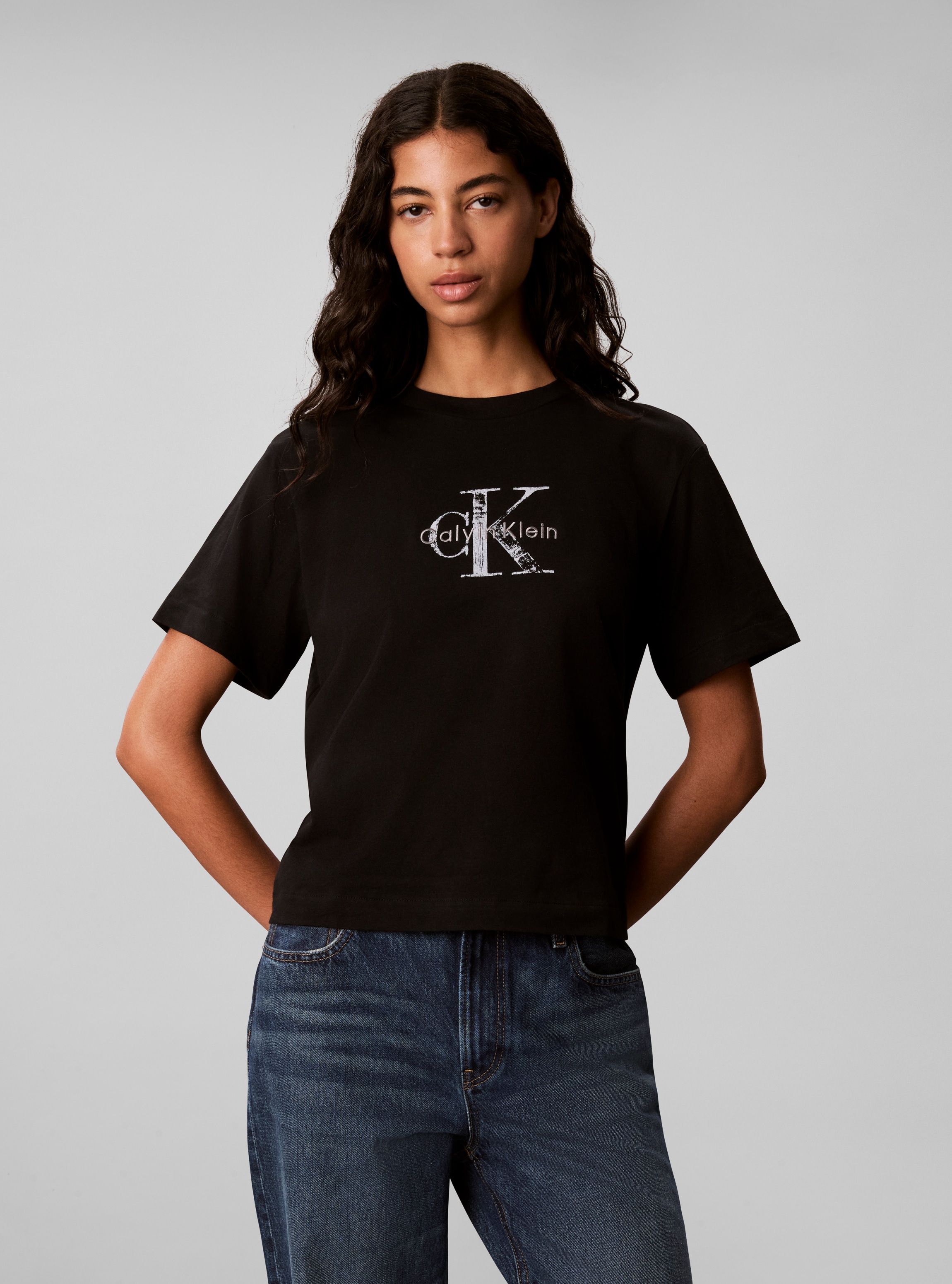 Calvin Klein Jeans T-Shirt "BOXY HAND DRAWN MONOLOGO TEE" Regular fit, Logoschriftzug