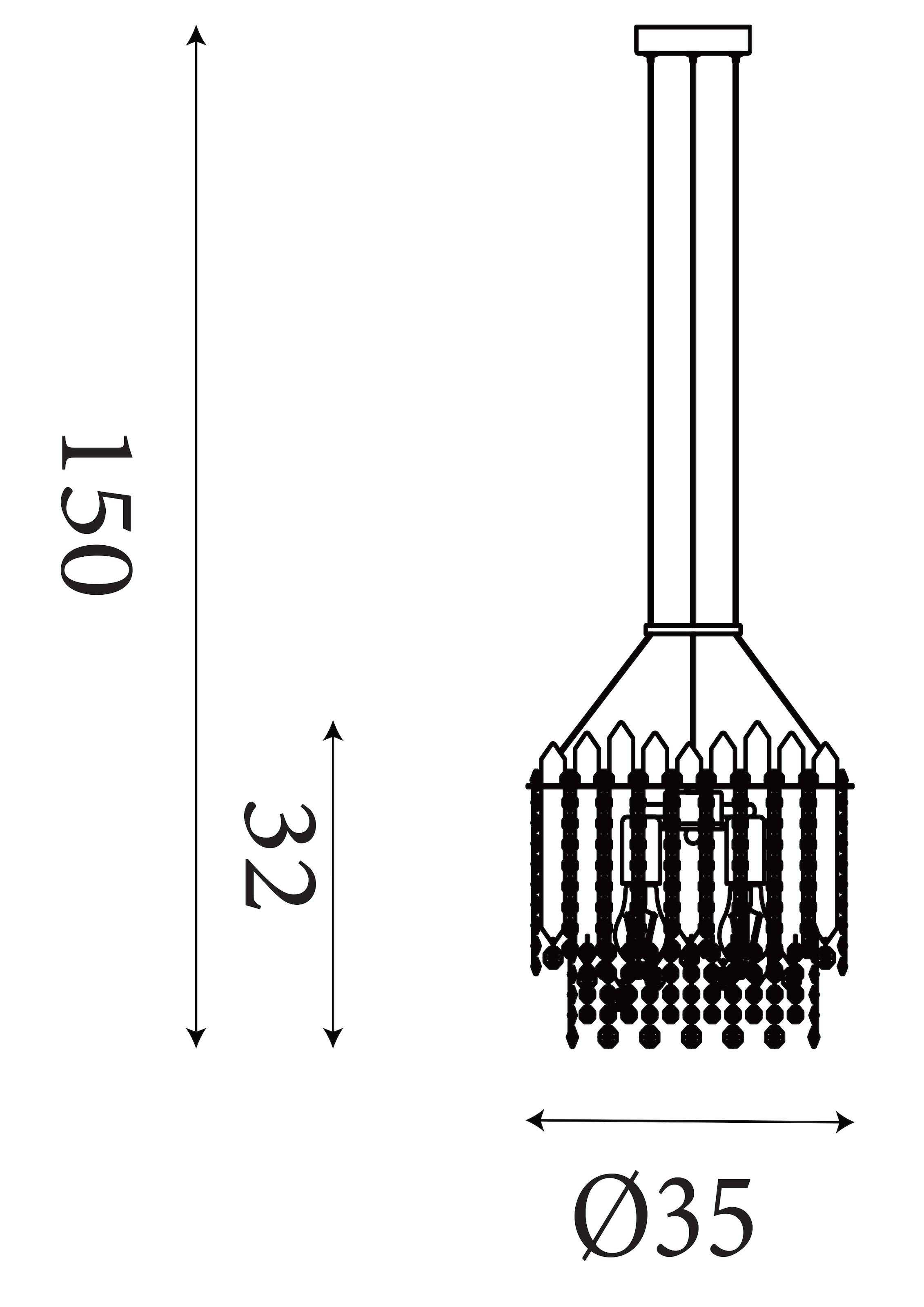Searchlight Pendelleuchte »Spear-5Lt-Pendelleuchte, goldenes Metall mit klarem Kristall« E27 1 Stk.