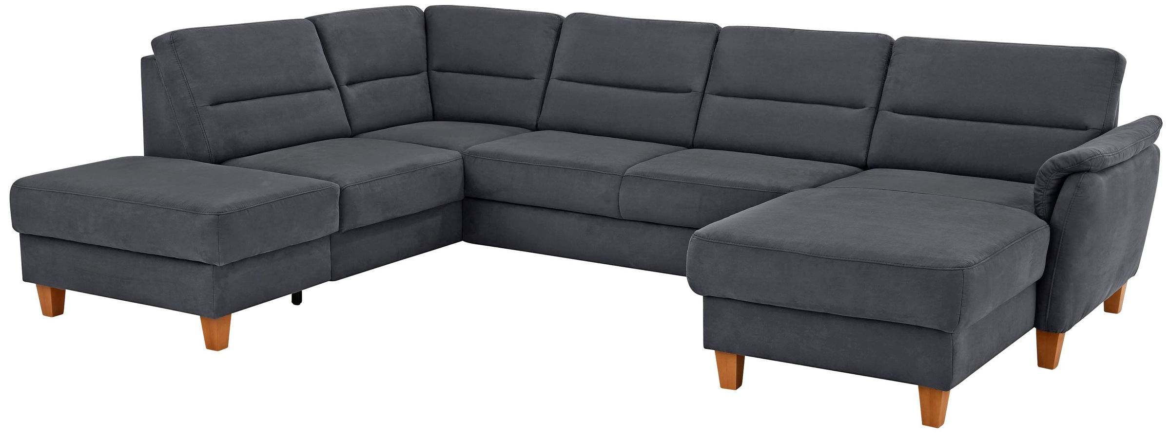 Home affaire Wohnlandschaft "Palmera U-Form, B: 308 cm, große Stoff + Leder Auswahl" mit Schlaffunktion & Bettkasten, Federkern, XXL-Wohnlandschaft