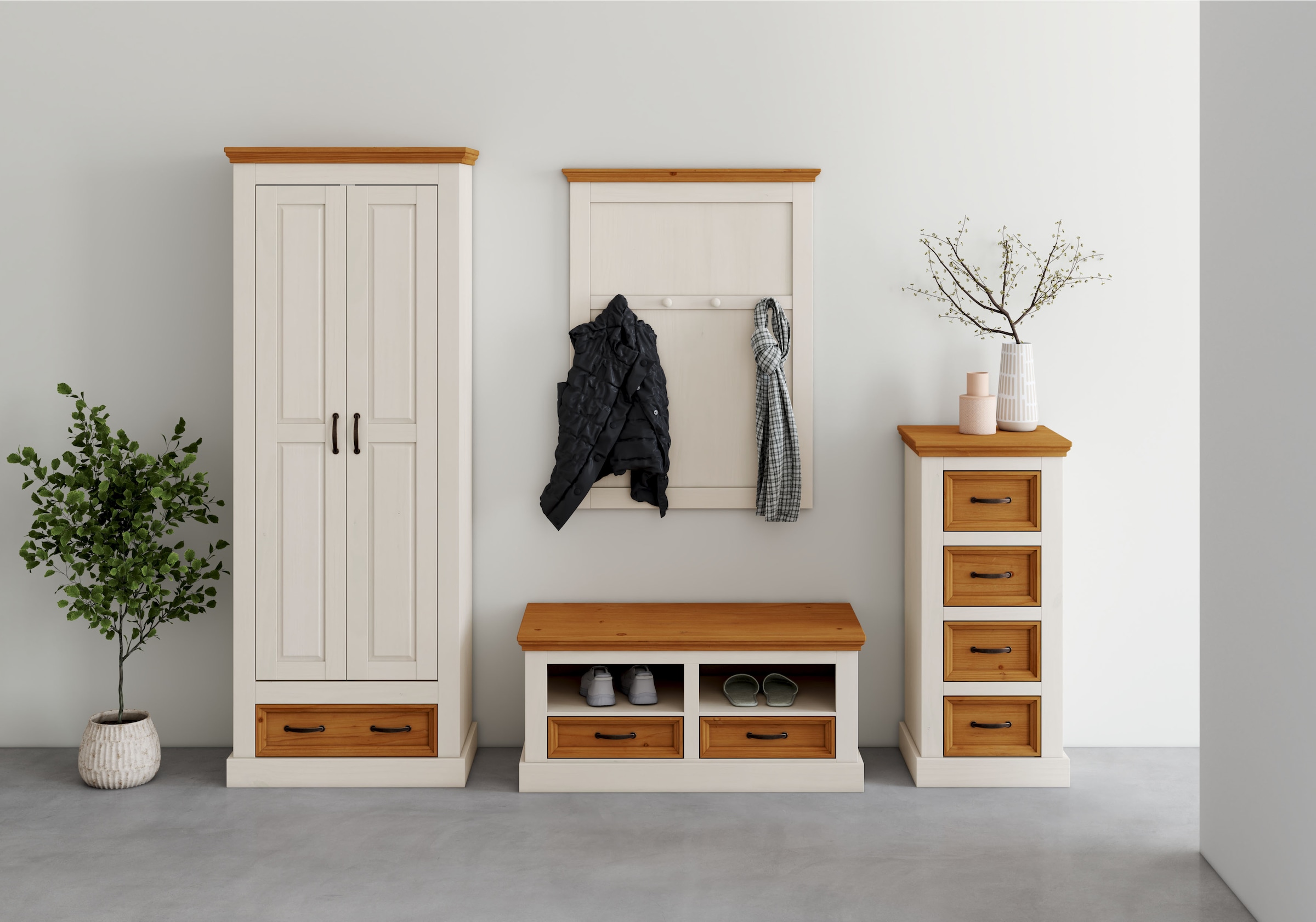 Home affaire Garderobenpaneel »Selma«, aus massivem Kiefernholz, Höhe 105 cm, Breite 80 cm