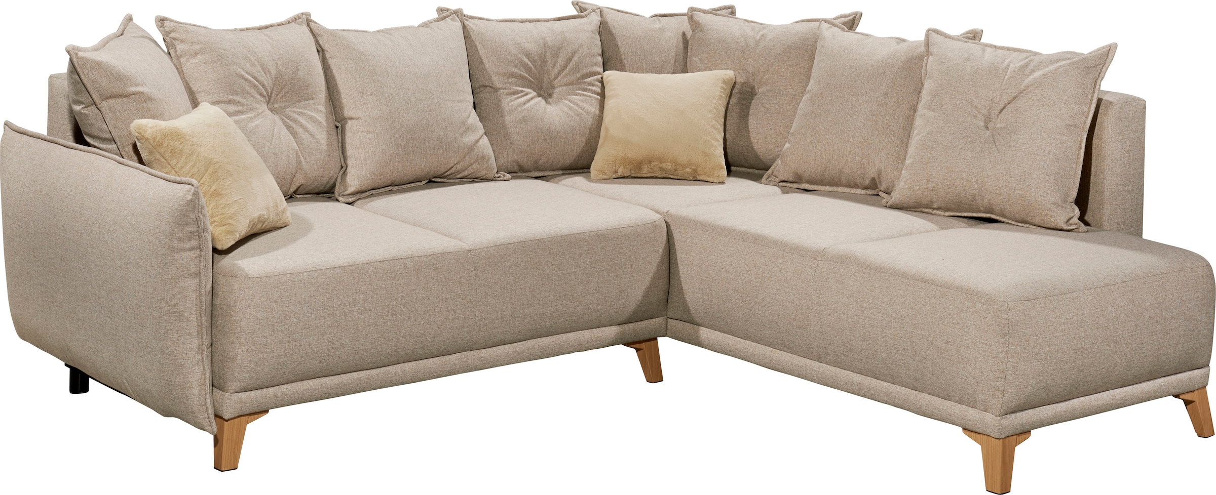 ED EXCITING DESIGN Ecksofa »Pamplona L-Form«, mit Bettfunktion, Bettkasten & Zierkissen