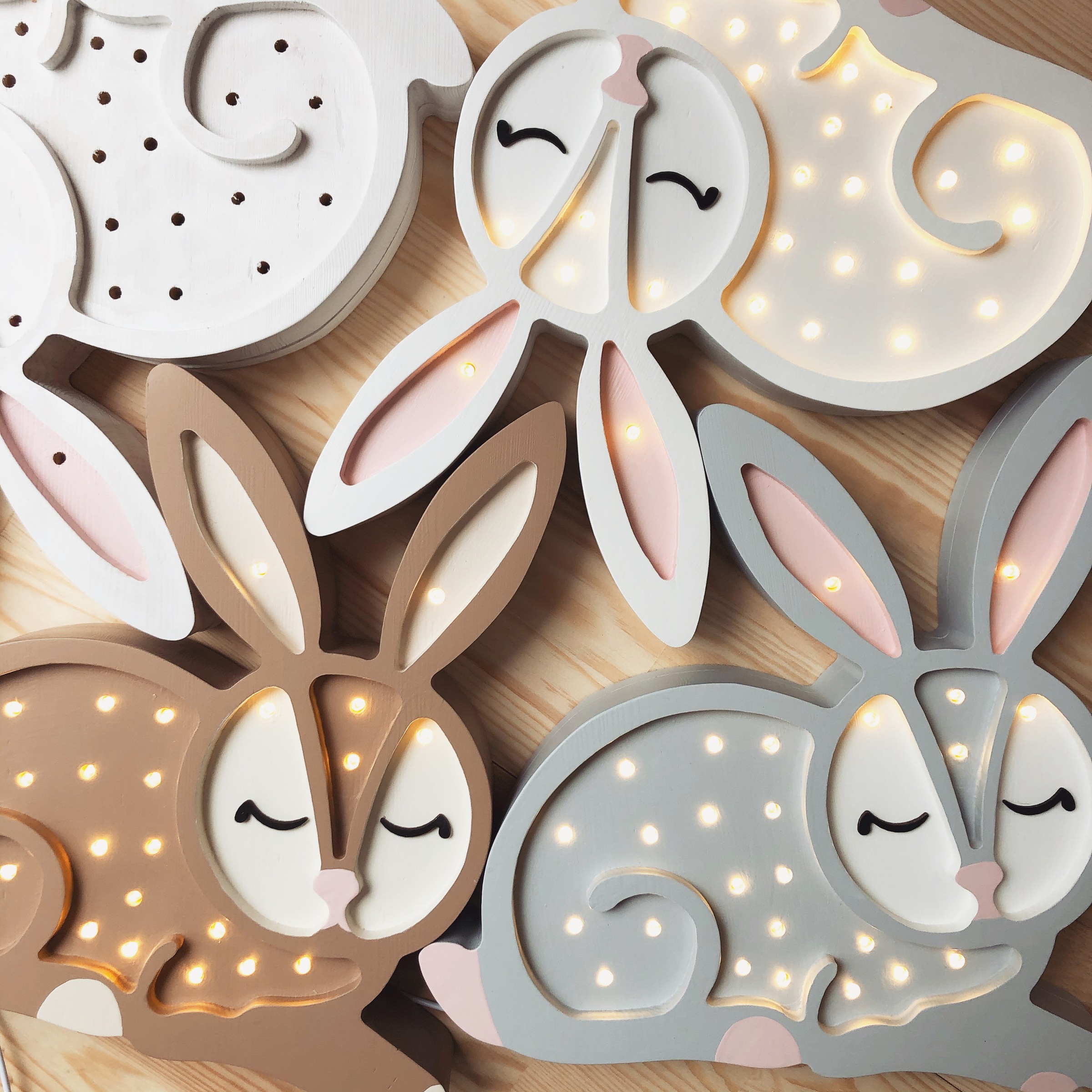 little lights LED Tischleuchte Hase, LED-Modul, 1 St., Warmweiß, mit Dimmer und Fernbedienung, Timer