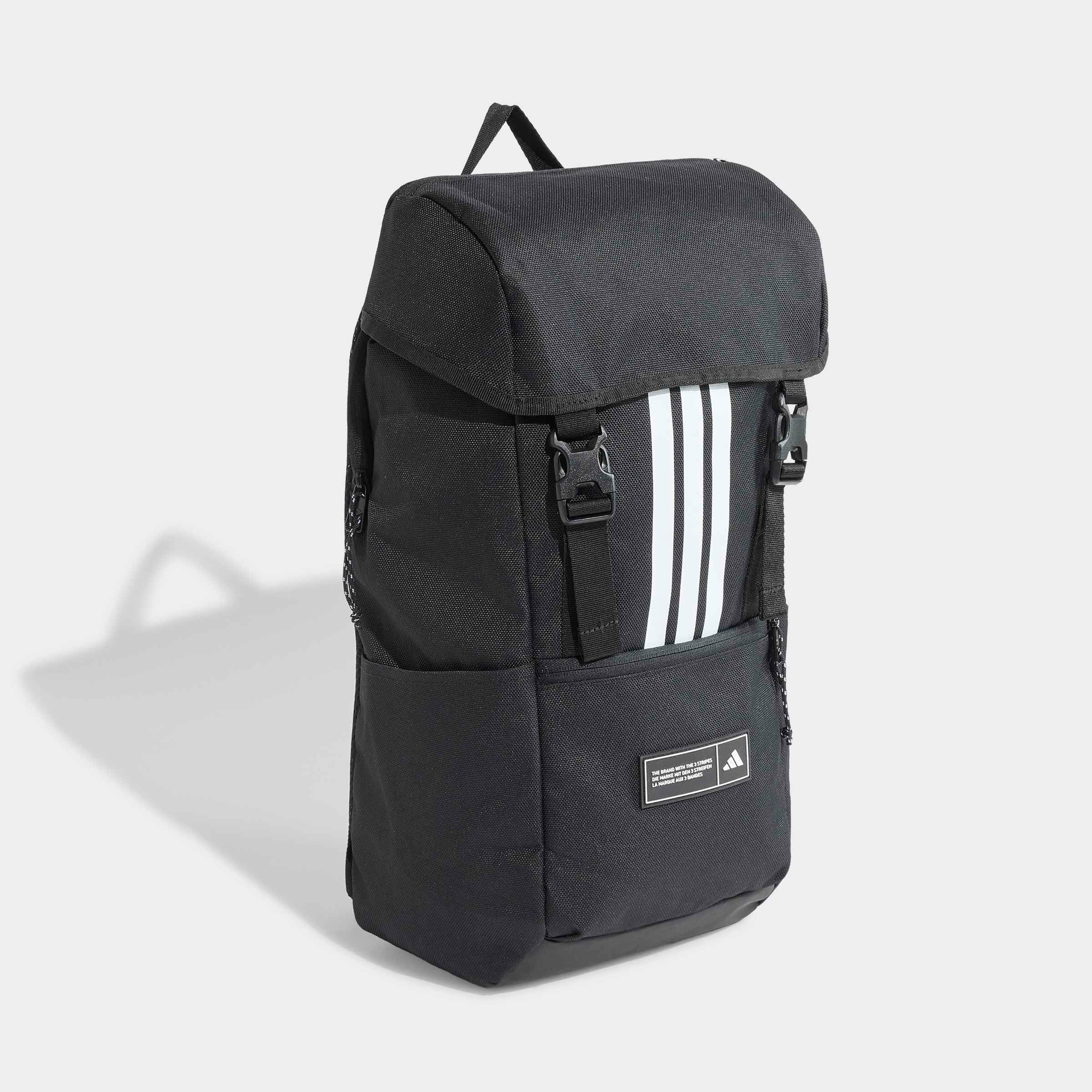 Rucksack "3-STREIFEN, MIT KLAPPE", schwarz-weiß, ADIDAS SPORTSWEAR, Rucksäcke, für Erwachsene, sportlicher Stil, neutraler Look, aus Polyester