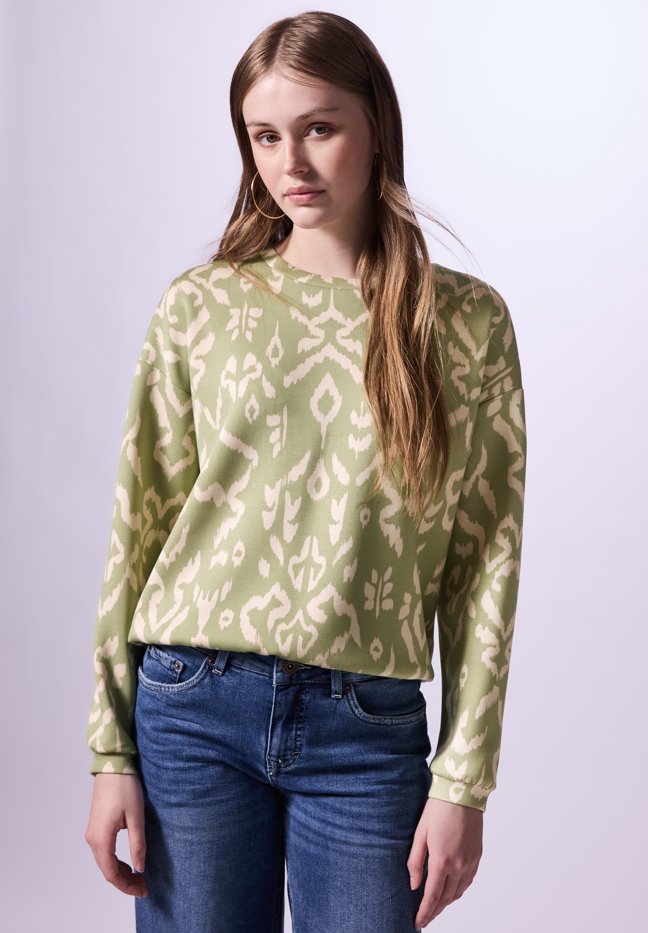 STREET ONE STUDIO Langarmshirt, aus elastischem Materialmix