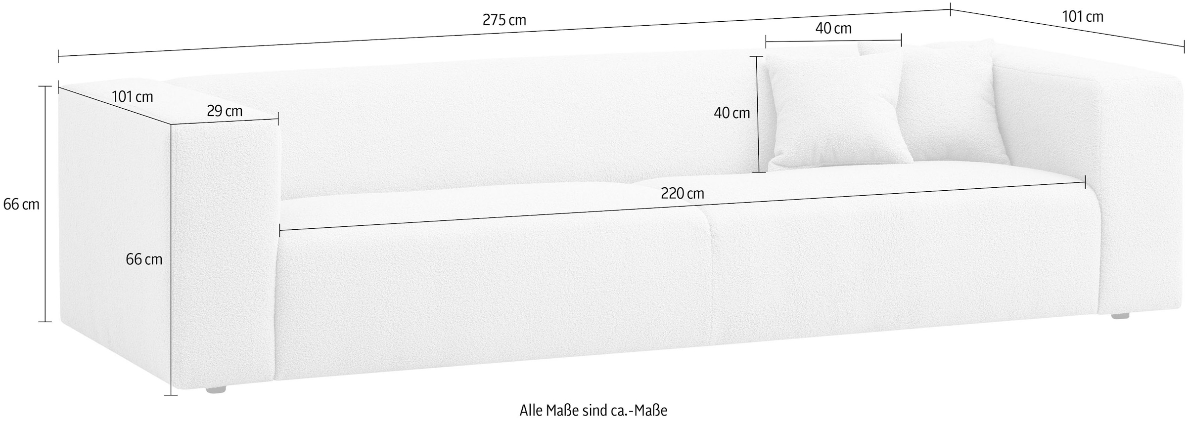 andas 3-Sitzer »BAKELS, Couch in Cord oder Boucle-Stoff, Sofa im modernen Design«, bequemer Sitzkomfort,in 2 Stoffen und 8 Farben lieferbar